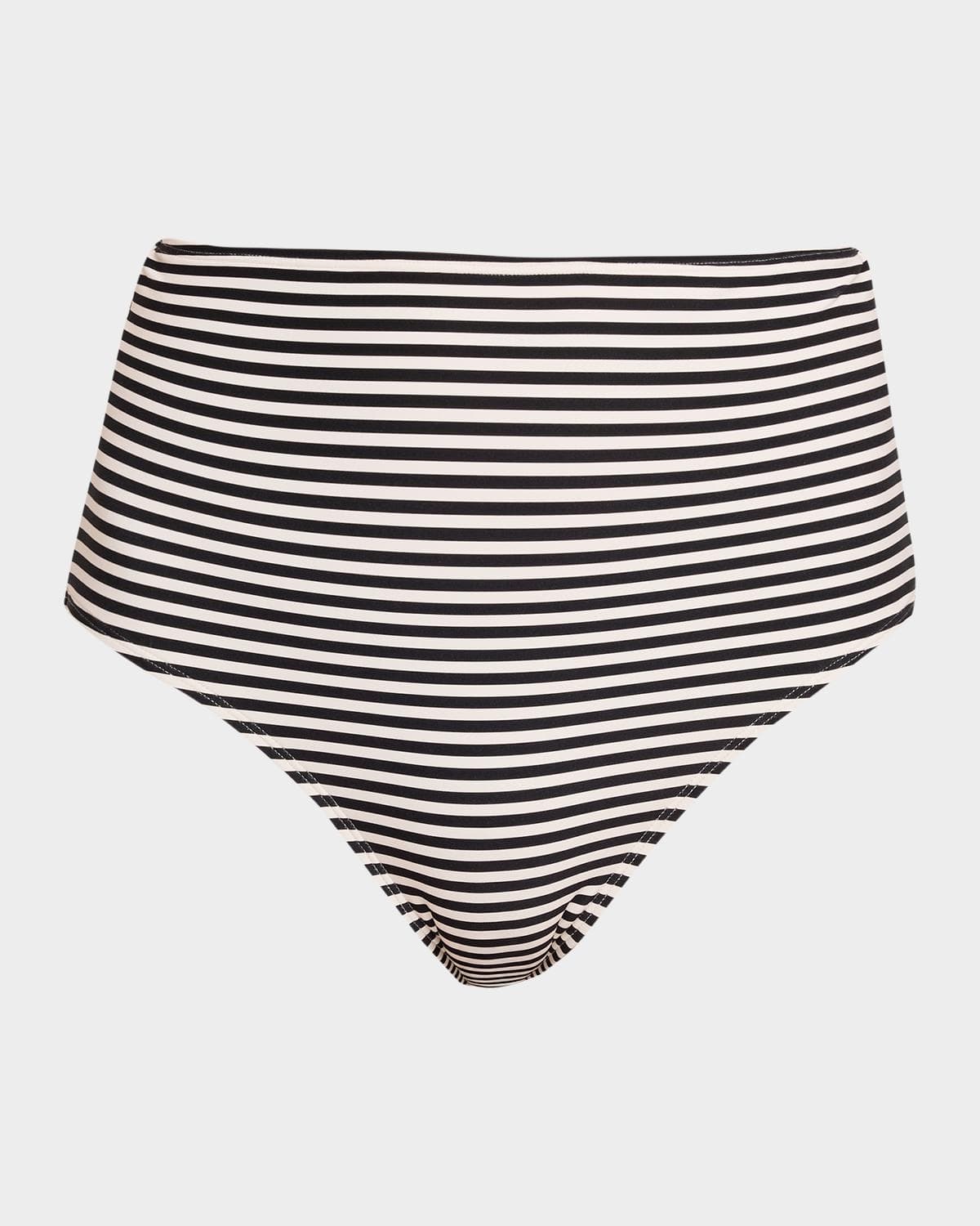 Nili Lotan High-Waist Striped Bikini Bottoms