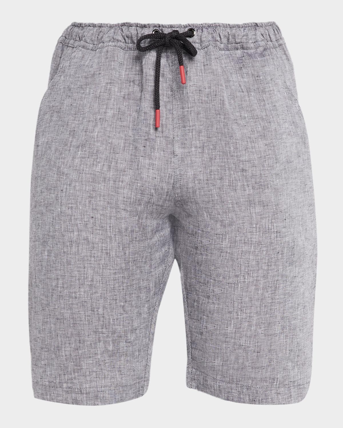 Kiton Linen Drawstring Mid-Rise Shorts