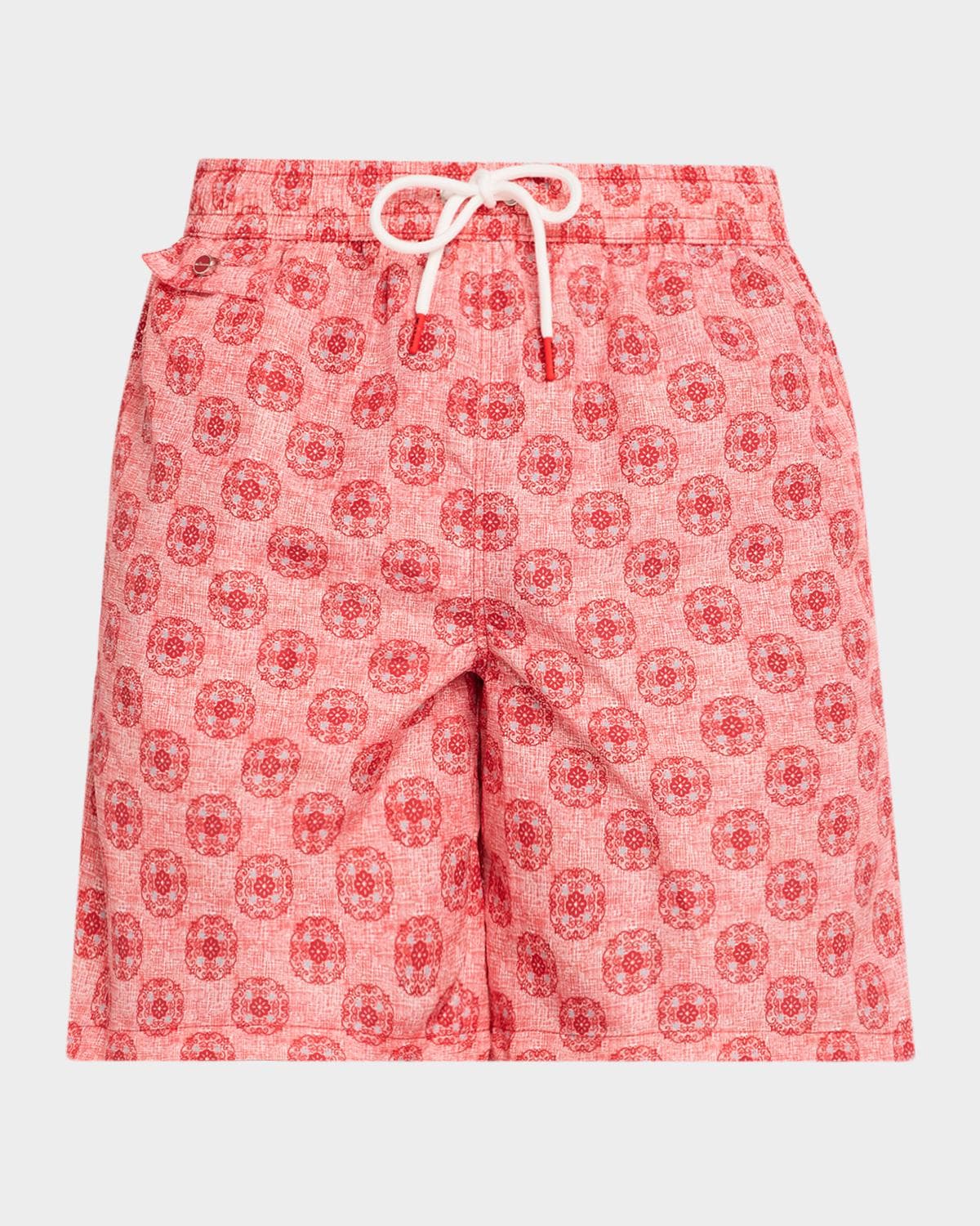 Kiton Men's Scratch-Print Medallion Swim Trunks