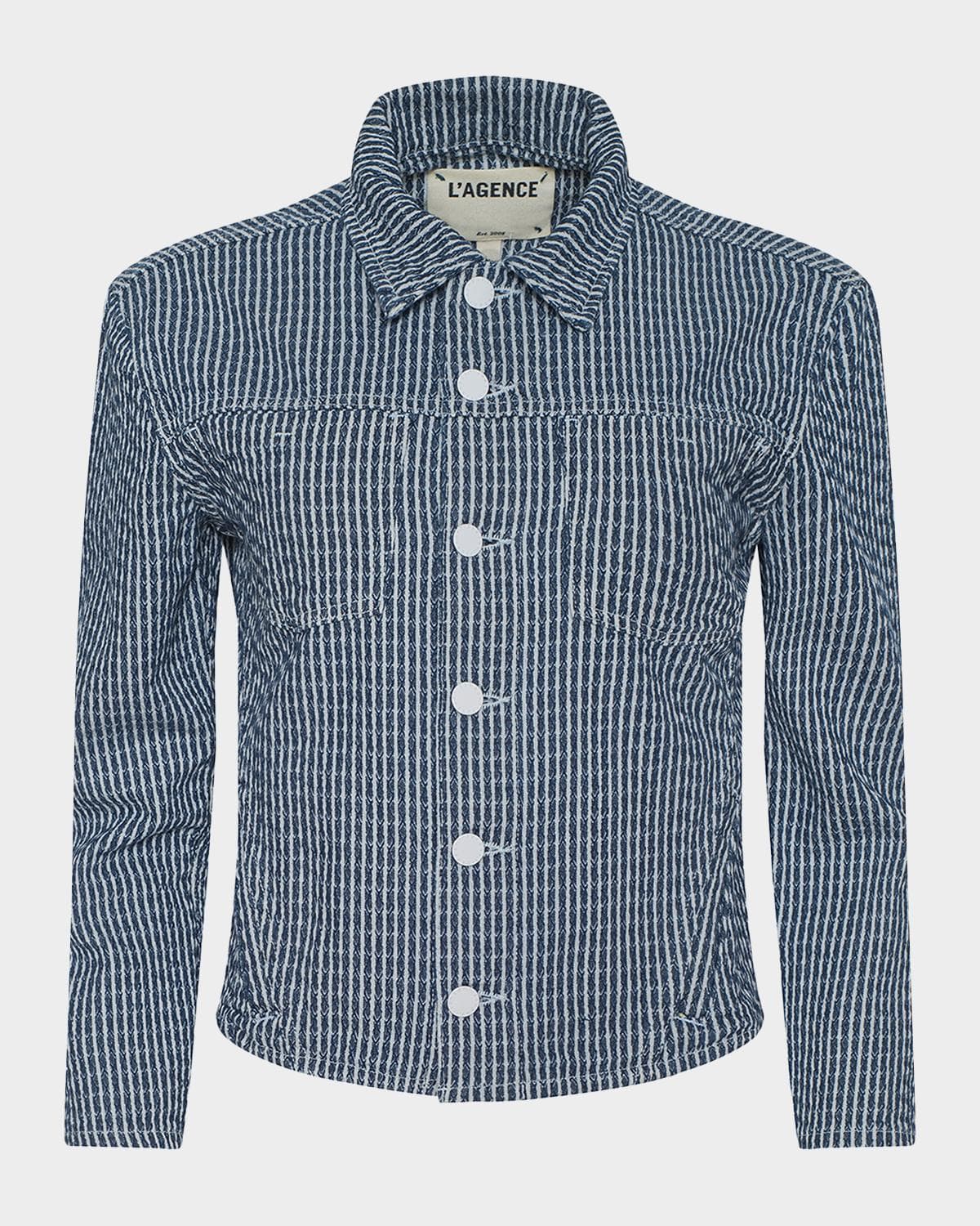 L 'AGENCE Nelly Cropped Stripe Jacket