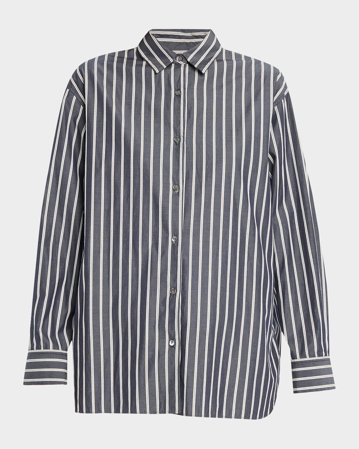 Nili Lotan Yorke Striped Oversized Button-Down Shirt