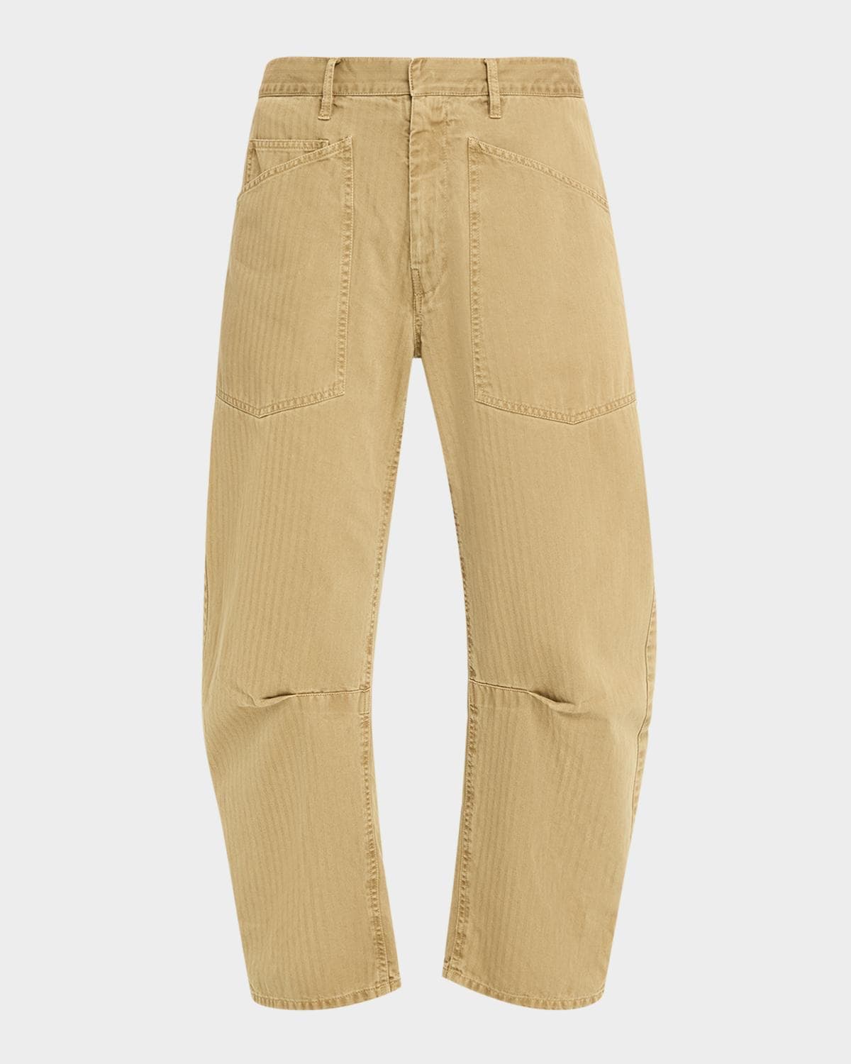 Nili Lotan Shon Herringbone Barrel-Leg Ankle Pants