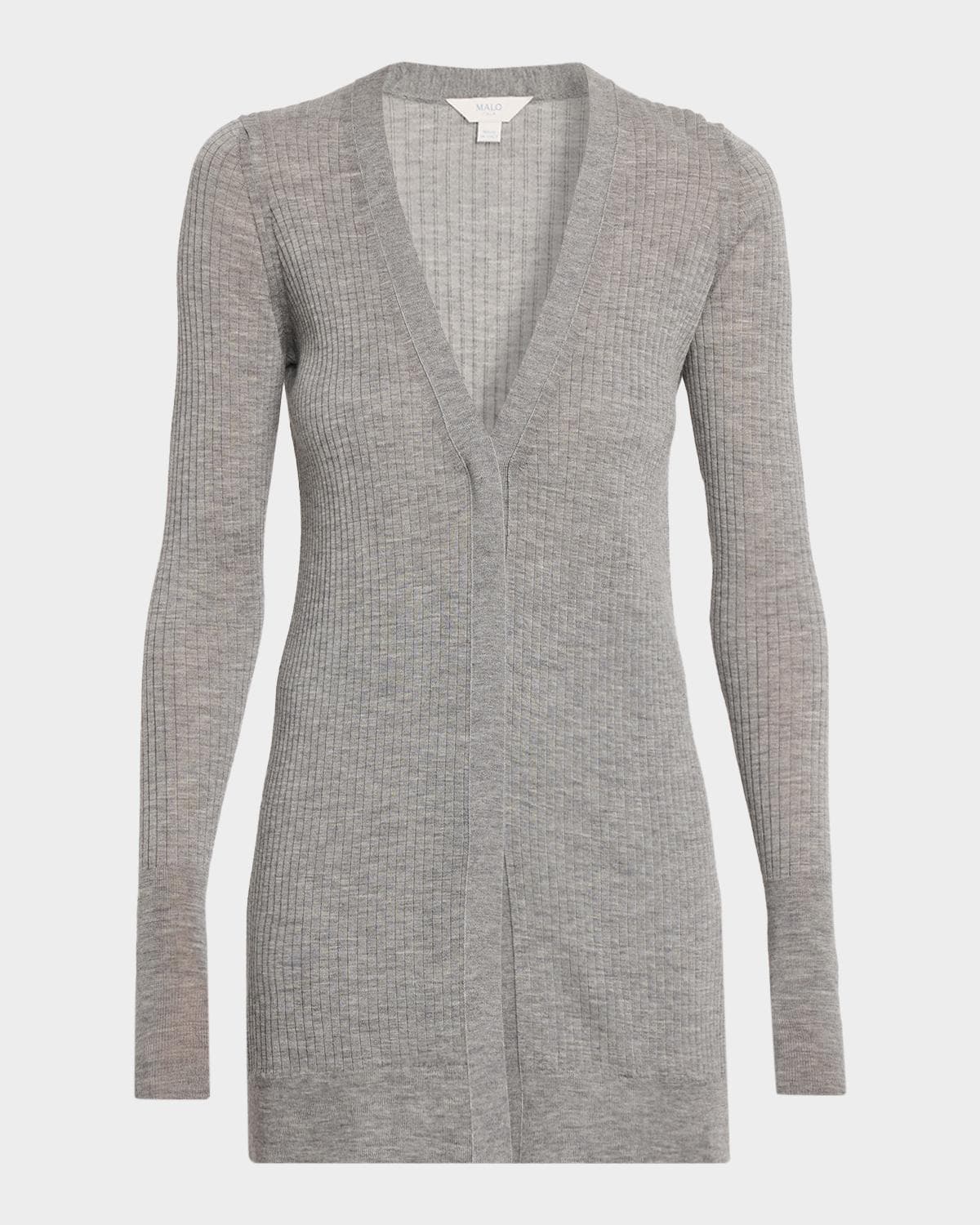 Malo Cashmere Wide Rib Long Cardigan