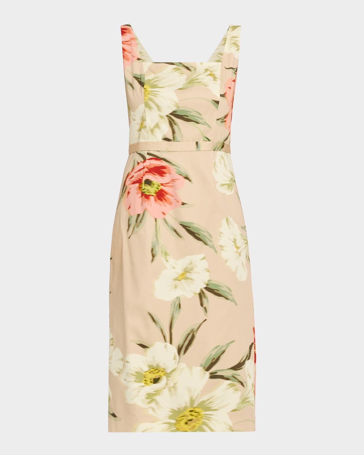 Ungaro Cyra Floral-Print Stretch Cotton Midi Sheath Dress