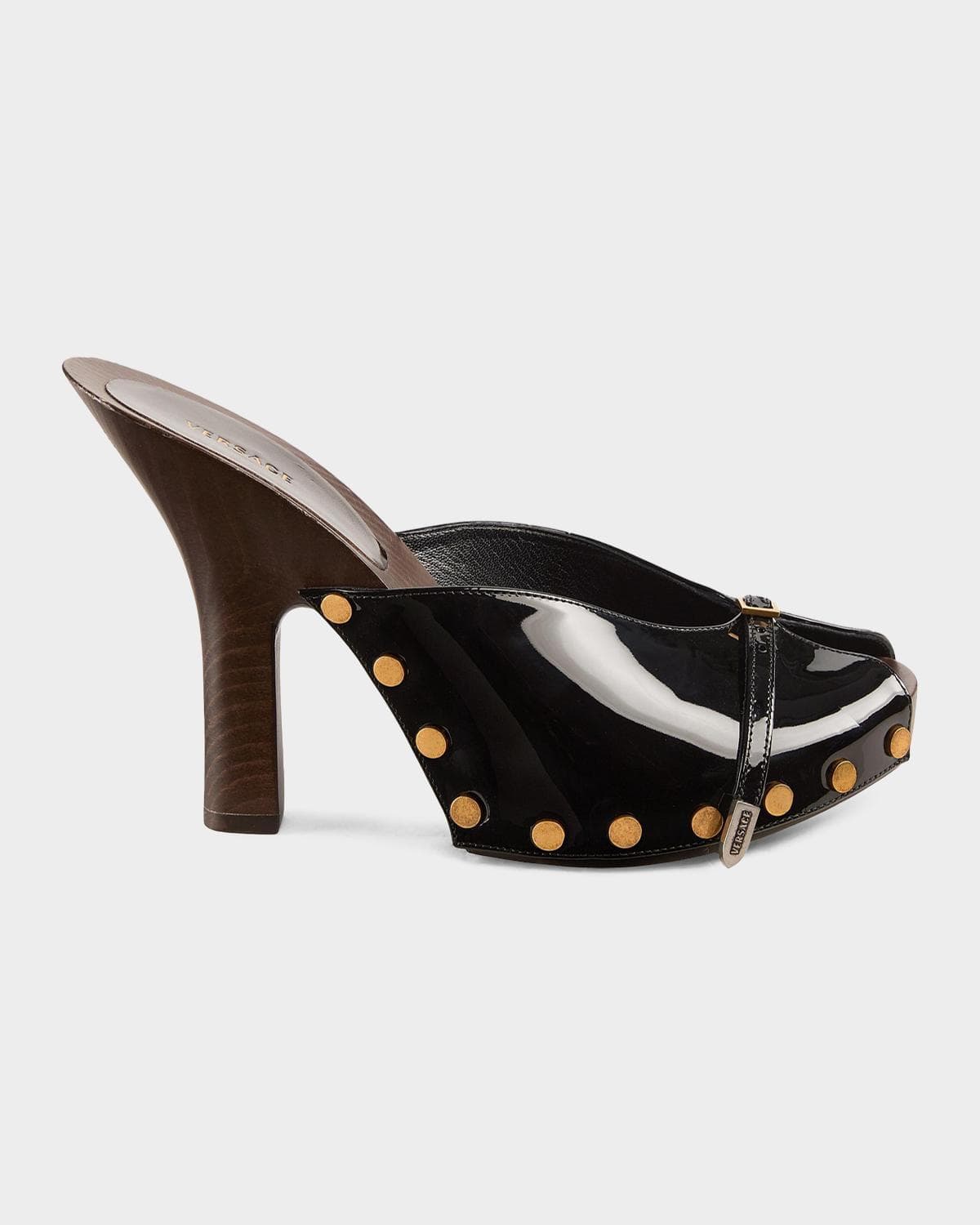 Versace Sassi 105mm Patent Leather Clogs