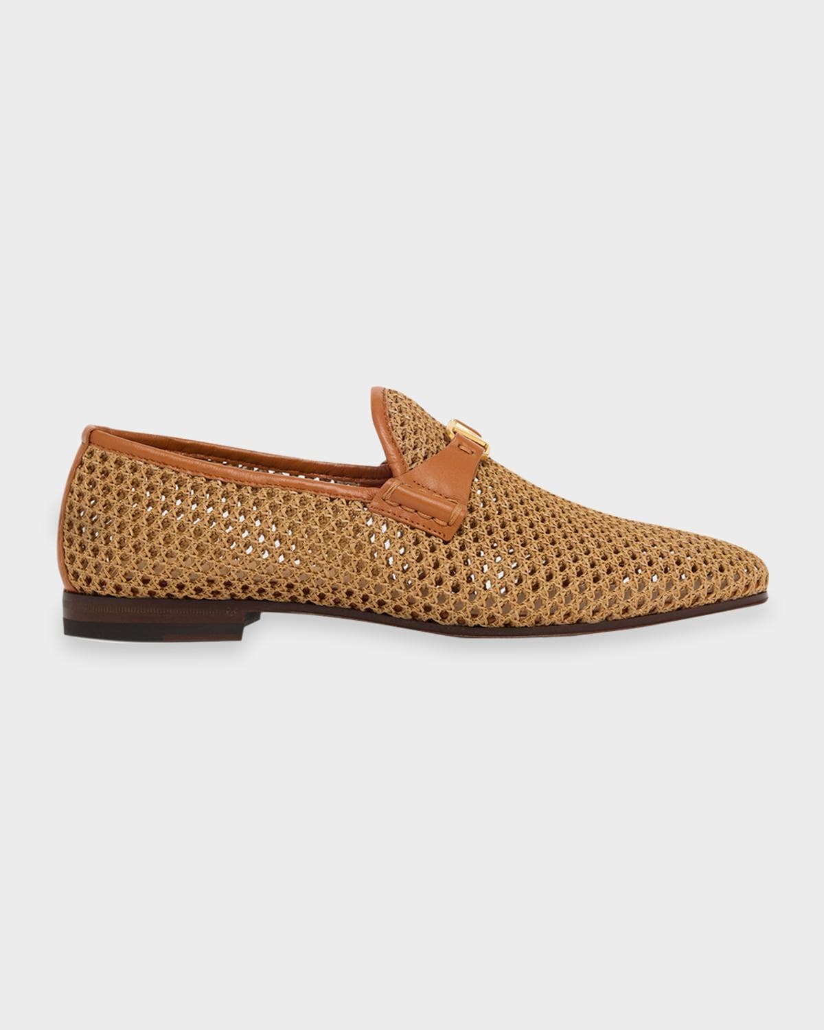 Valentino Garavani Men's V-Logo Raffia-Effect Loafers
