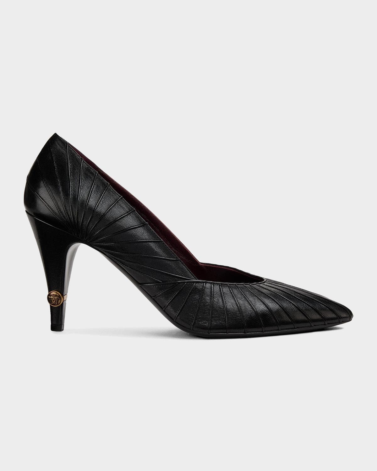Versace 90mm Gianni Textured Leather Pumps