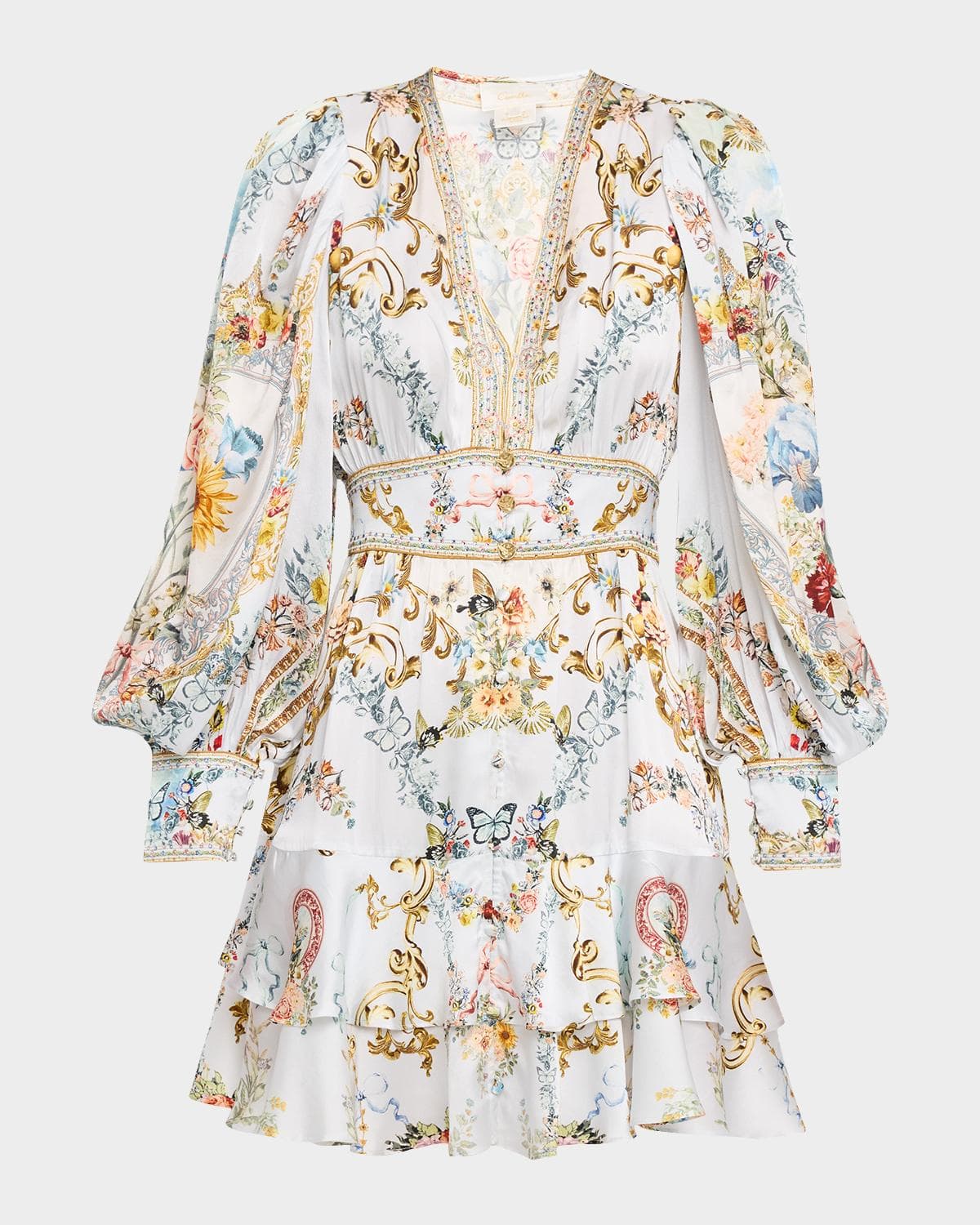 Camilla Seville Sweetheart Button-Front Frill Dress