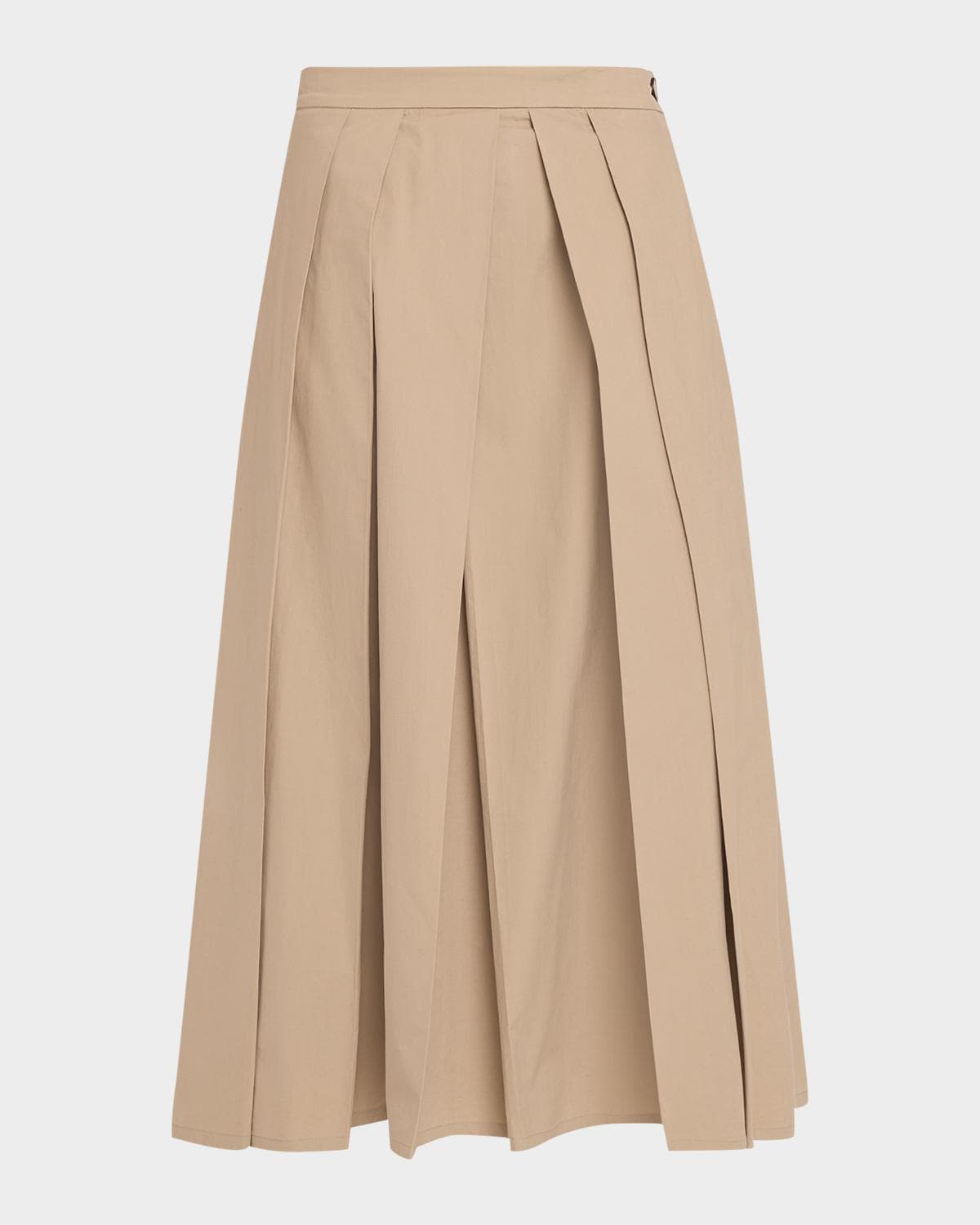 Emporio Armani Eagle Club Poplin Pleated Midi Skirt