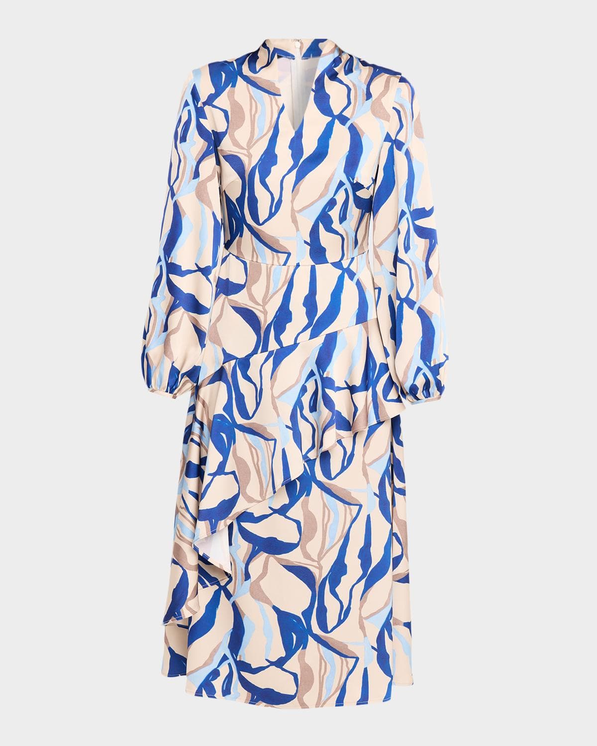 Misook Abstract-Print Crepe De Chine Midi Dress