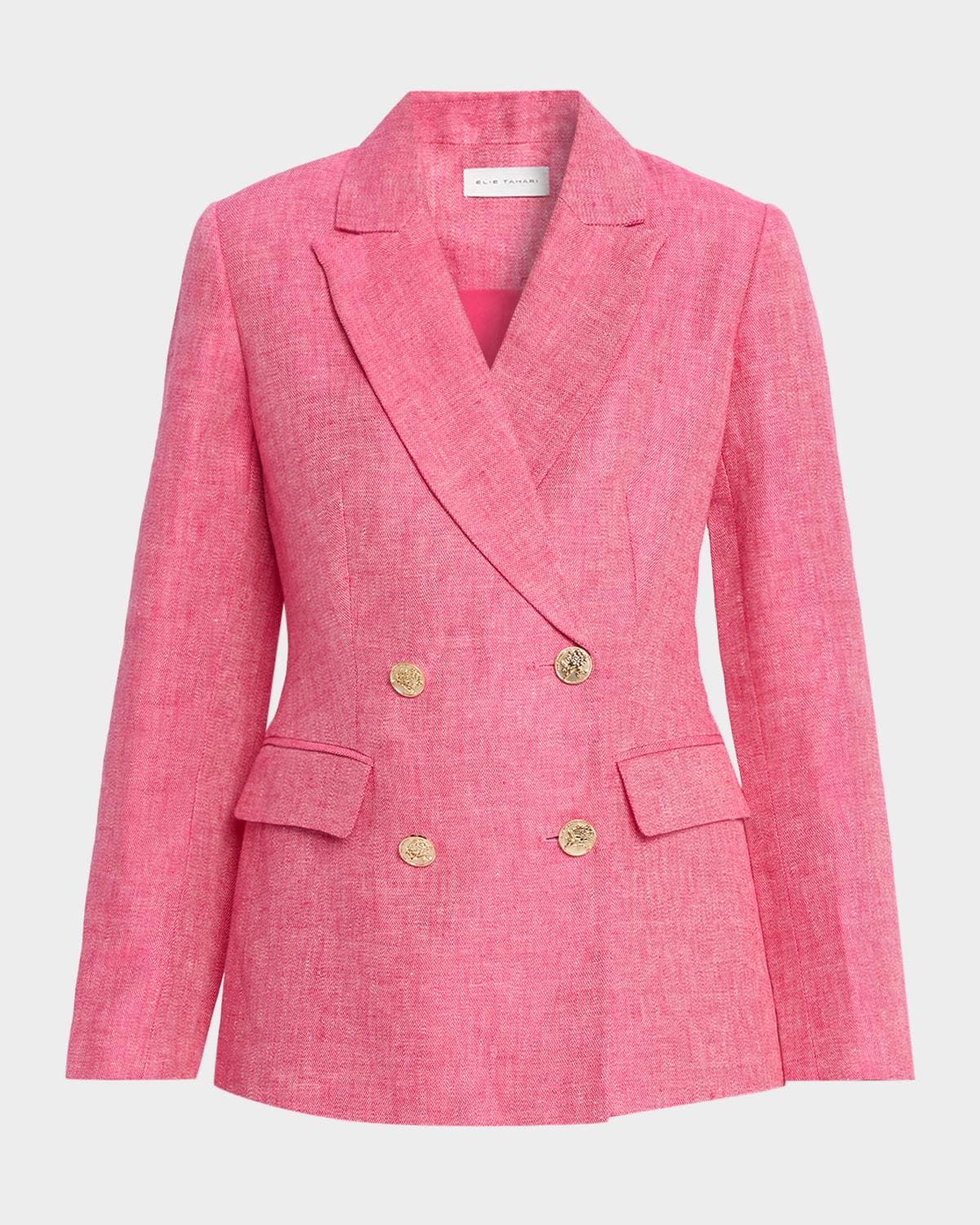 Elie Tahari Kenna Double-Breasted Linen Blazer