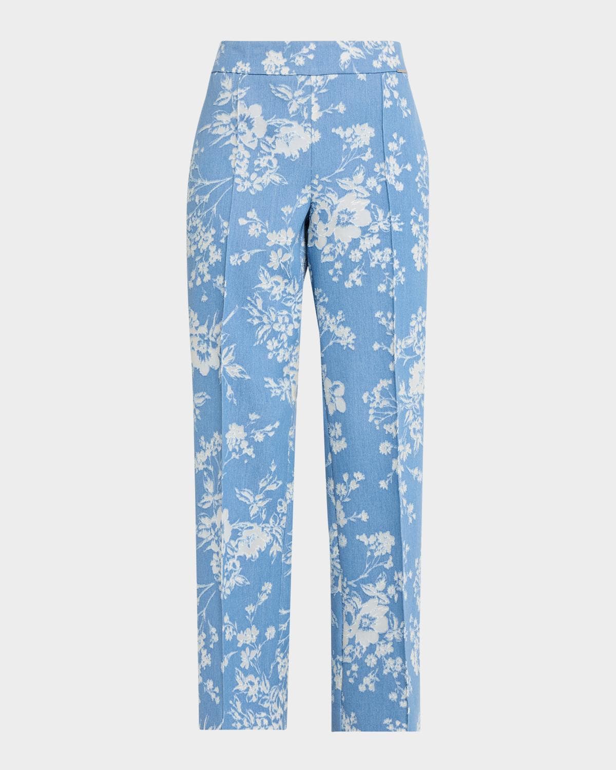 Elie Tahari The Gabby Straight-Leg Floral Denim Pants