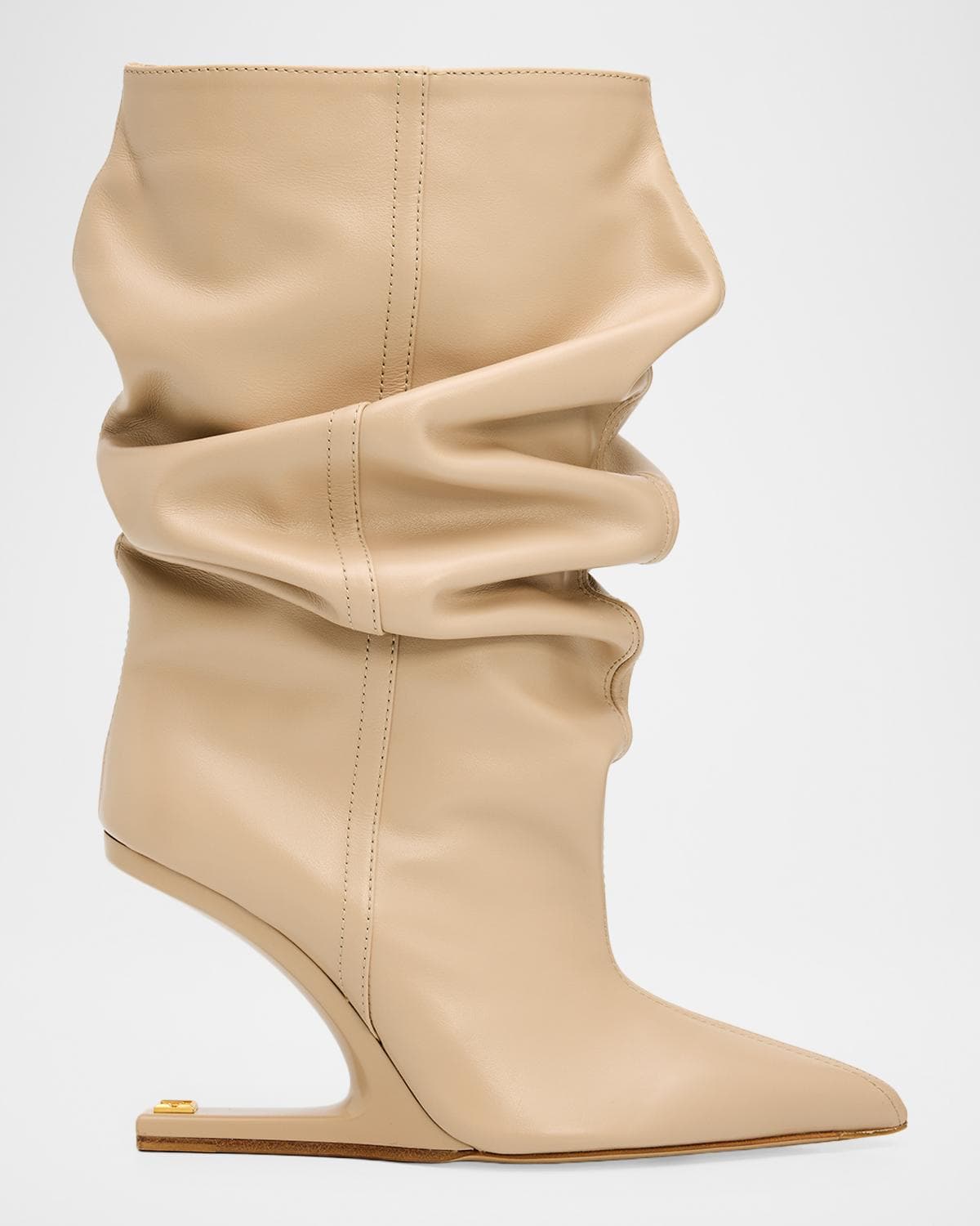 Balmain No Wedge Smooth Leather Ankle Boots