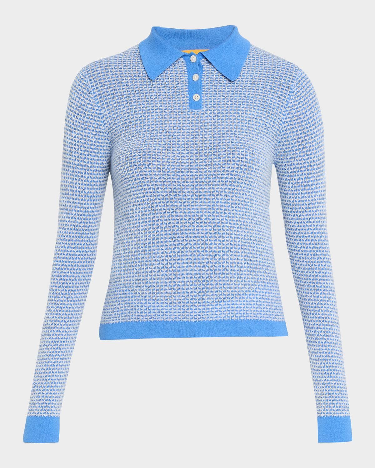 Guest in Residence Pique Long-Sleeve Shrunken Cashmere Polo