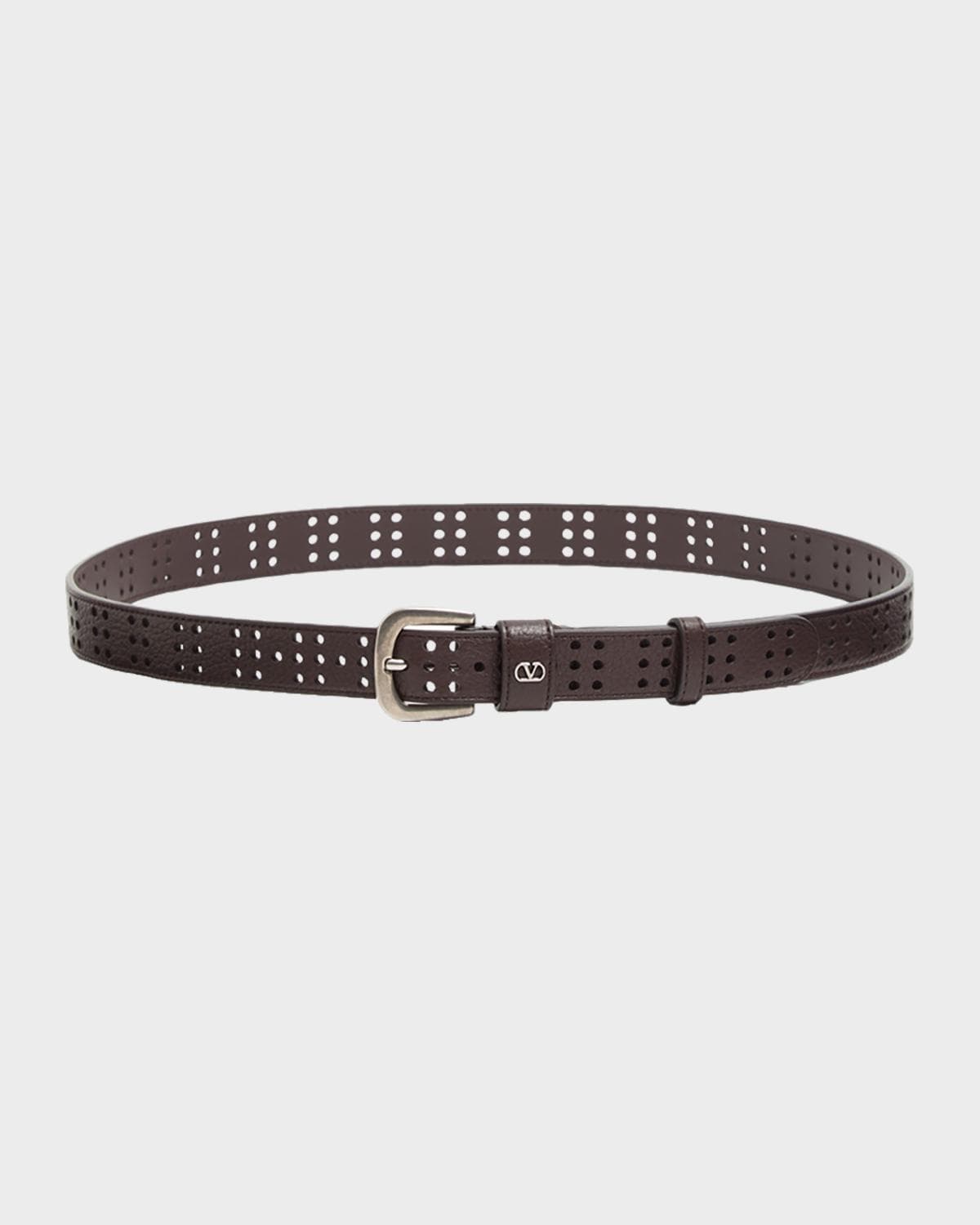 Valentino Garavani Men's Mini VLogo Signature Belt in Perforated Leather