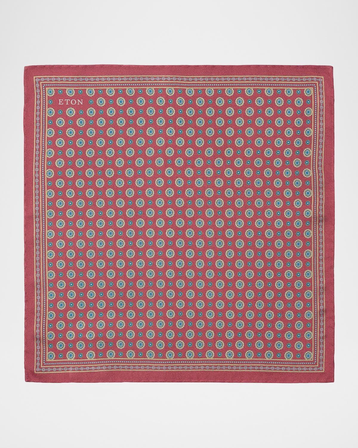 Eton Men's Circle Medallion Silk Pocket Square