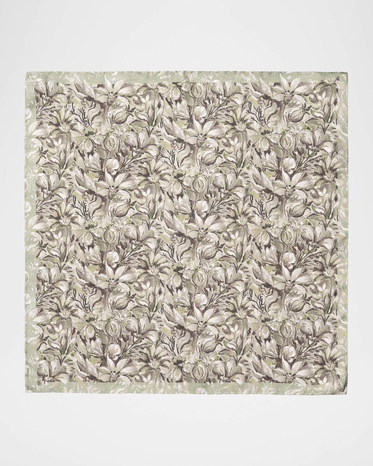 Eton Men's Floral Artwork Silk Pocket Square