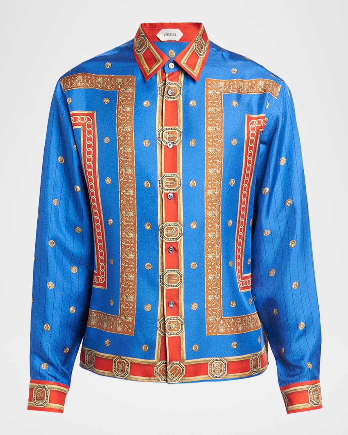 Versace Men's Barocco Button-Front Silk Shirt