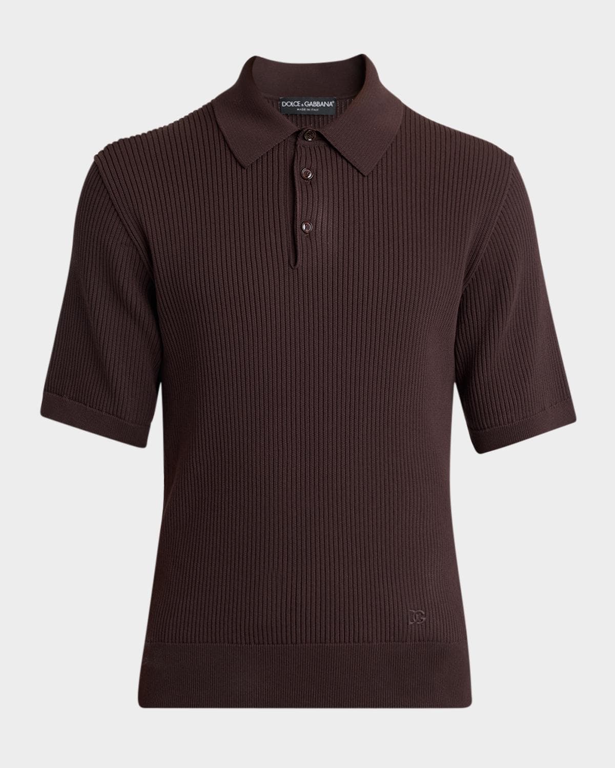 Dolce & Gabbana Men's Cotton Ribbed Polo Shirt