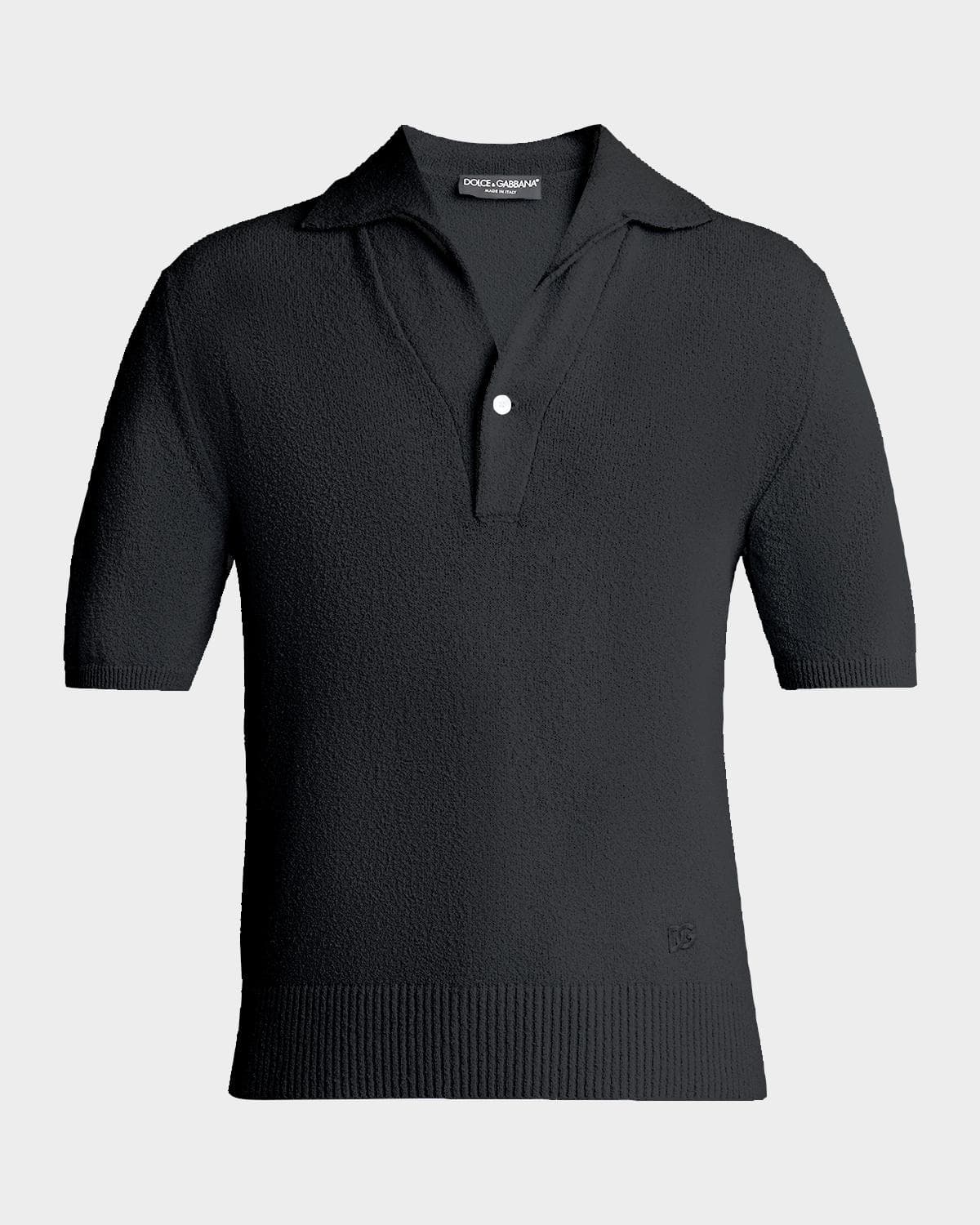 Dolce & Gabbana Men's Texture-Knit V-Neck Polo Shirt