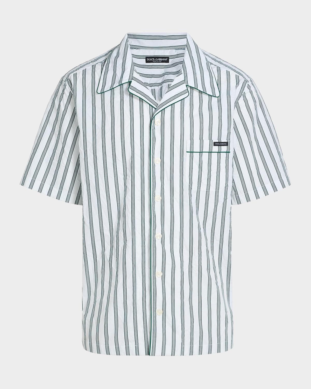 Dolce & Gabbana Men's Poplin Multi-Stripe Pocket Short-Sleeve Shirt