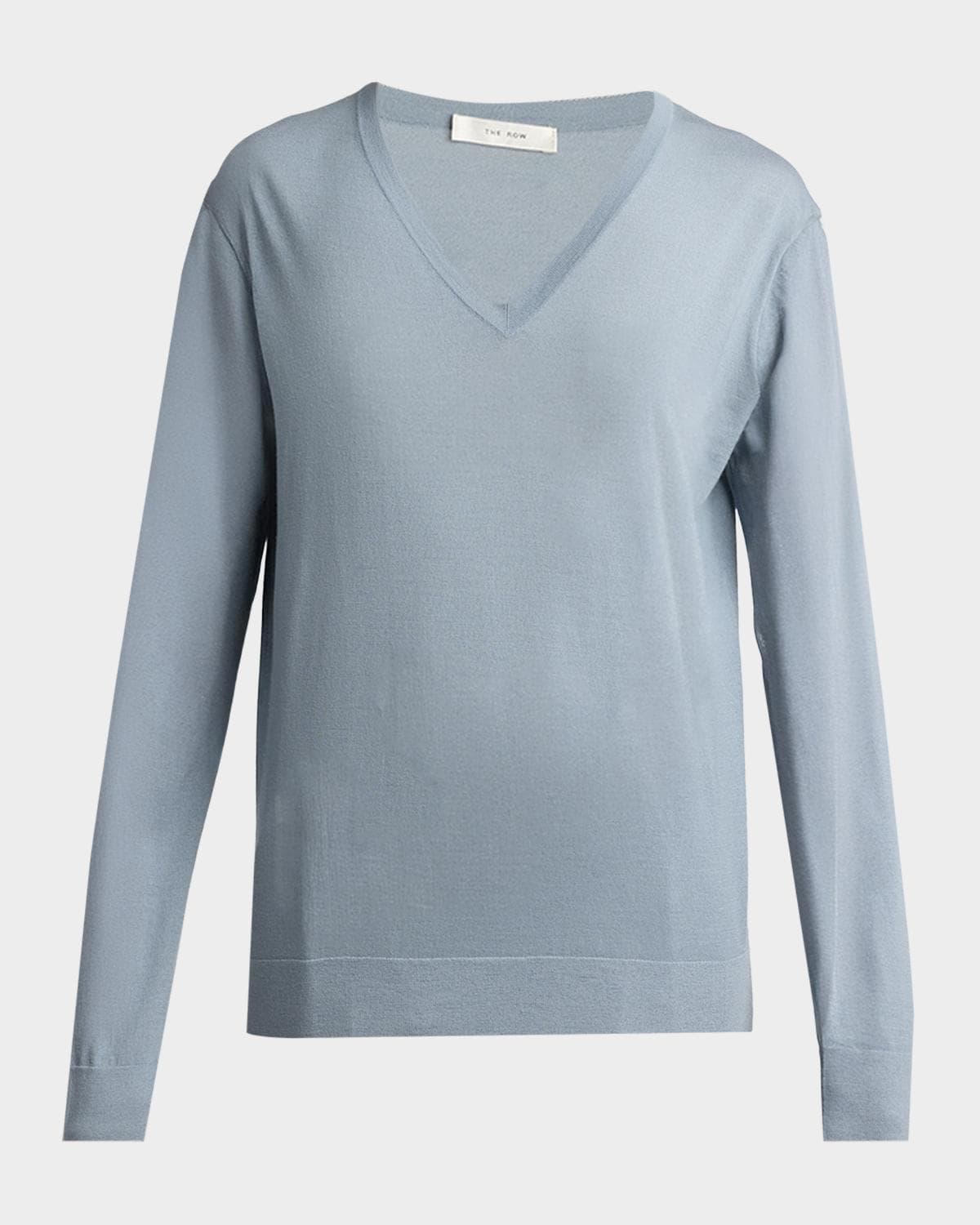 The Row Naius Long-Sleeve V-Neck Wool Top
