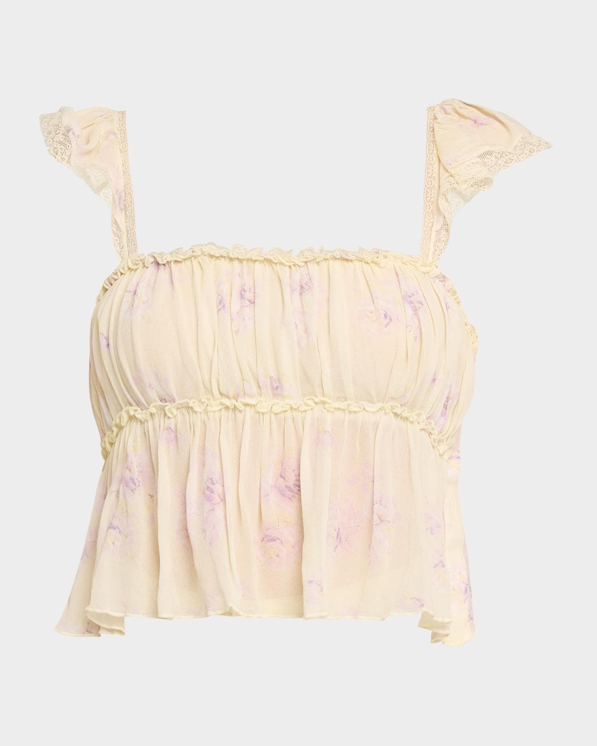LoveShackFancy Siena Floral Cotton Voile Tank Top
