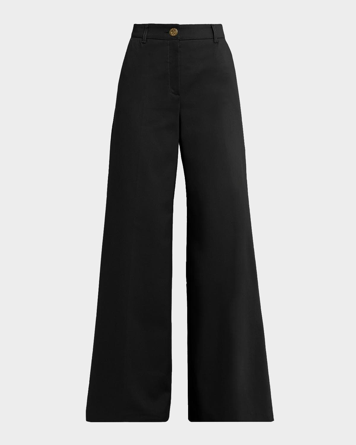 Maison Common Cotton Stretch Crepe Wide-Leg Trousers