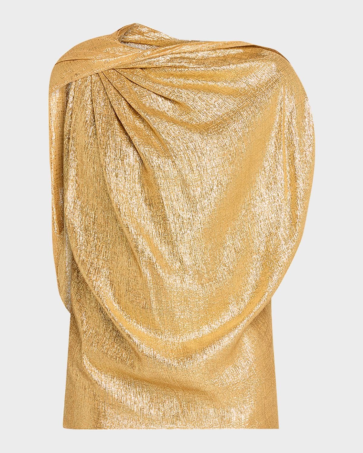Michael Kors Collection Asymmetric Draped Lame Top