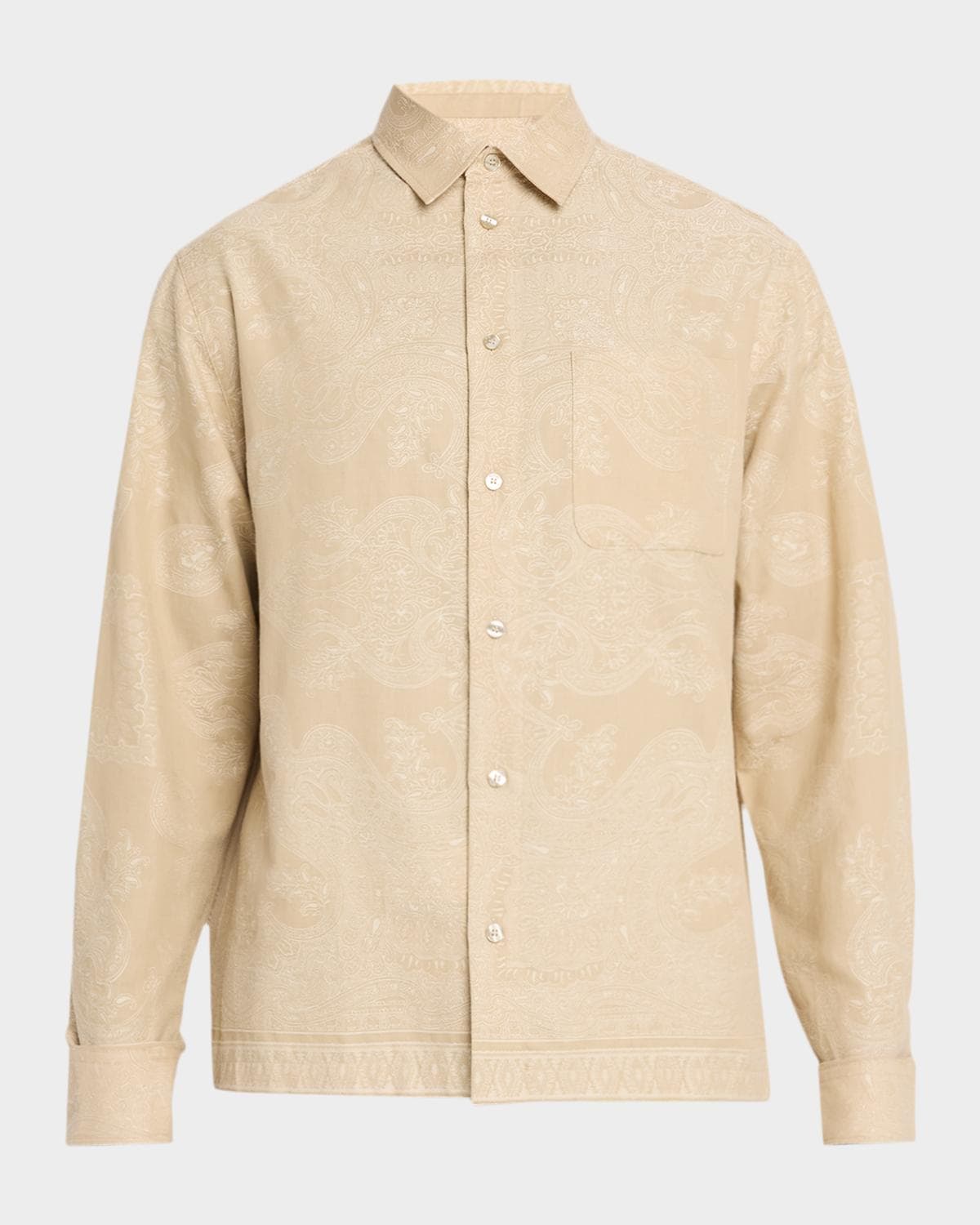 Etro Men's Paisley Jacquard Cotton Button-Down Shirt · M