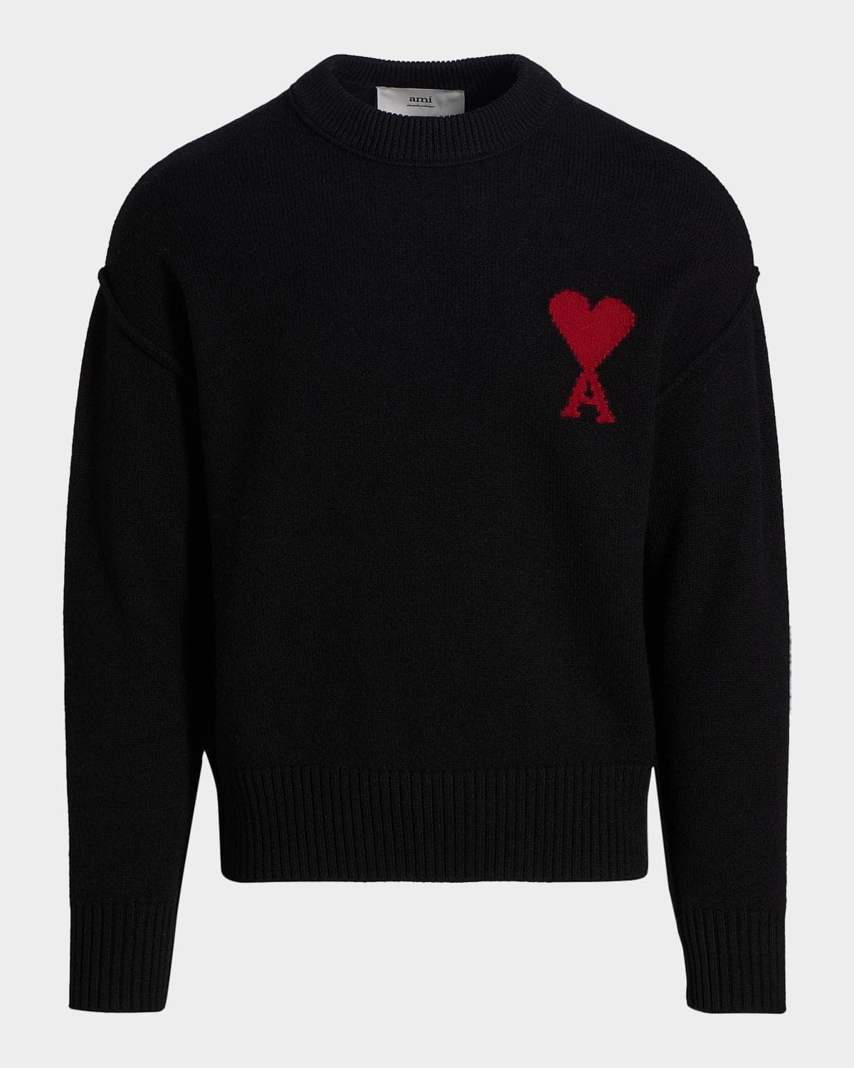 Ami Paris Men's Ami De Coeur Wool Knit Crewneck Sweater