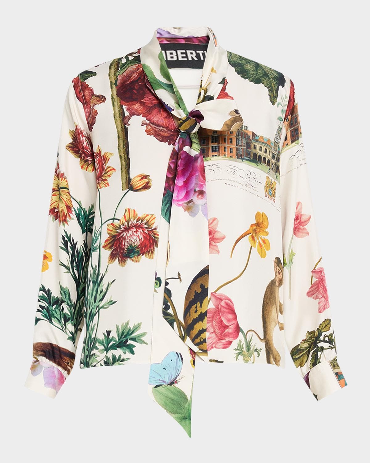 Libertine Hollyhock Floral Silk Slim Tie Keith Blouse · MED