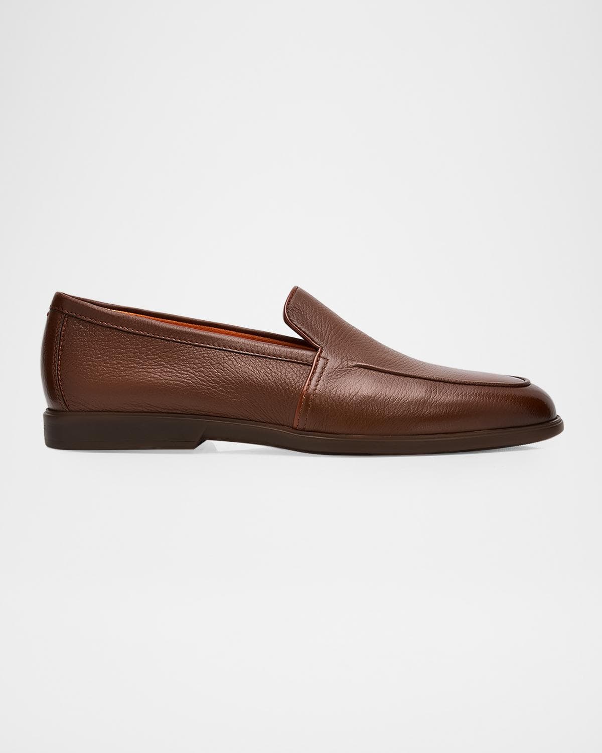 Santoni Men's Malibu Grained Leather Rubber-Sole Loafers