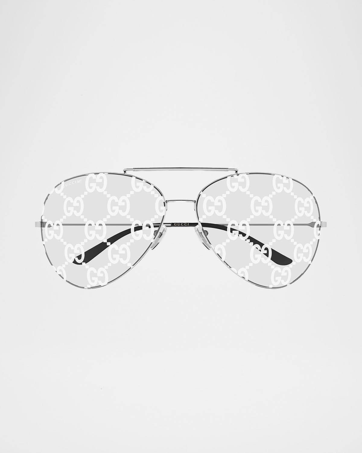 Gucci Guccissima 65mm Metal Pilot Sunglasses