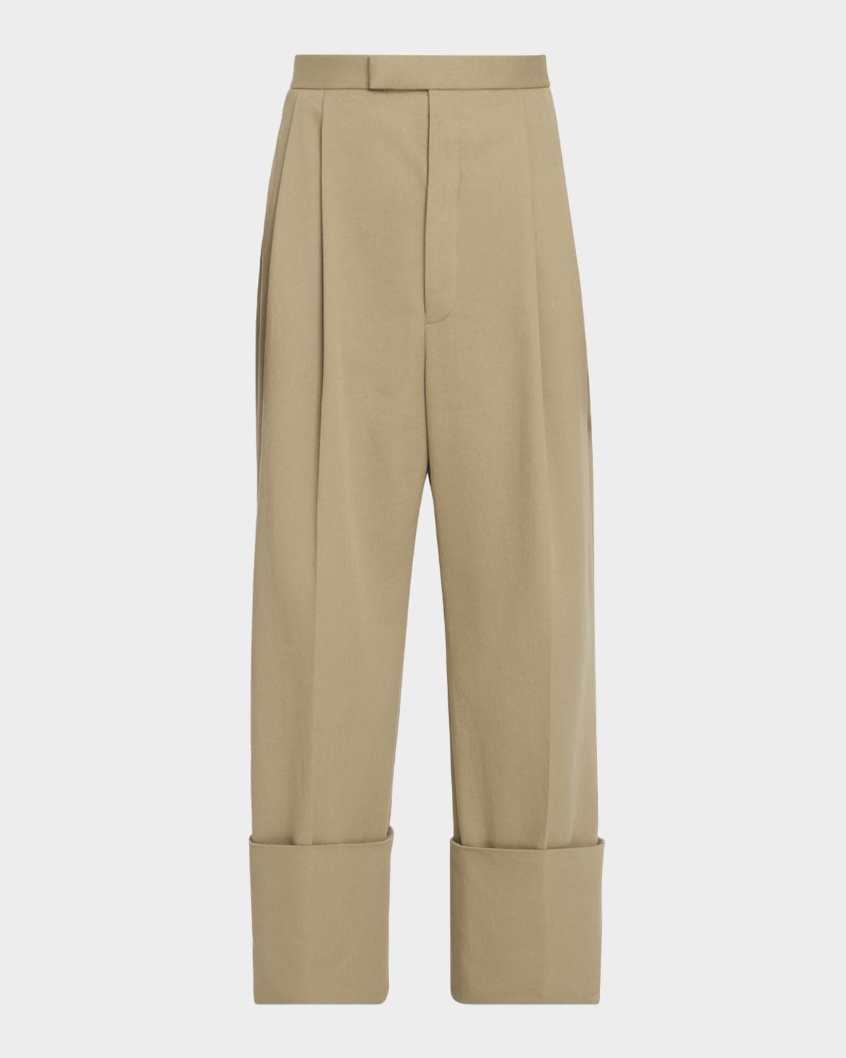Thom Browne Men's Cotton High-Rise Pleated Wide Leg Trousers