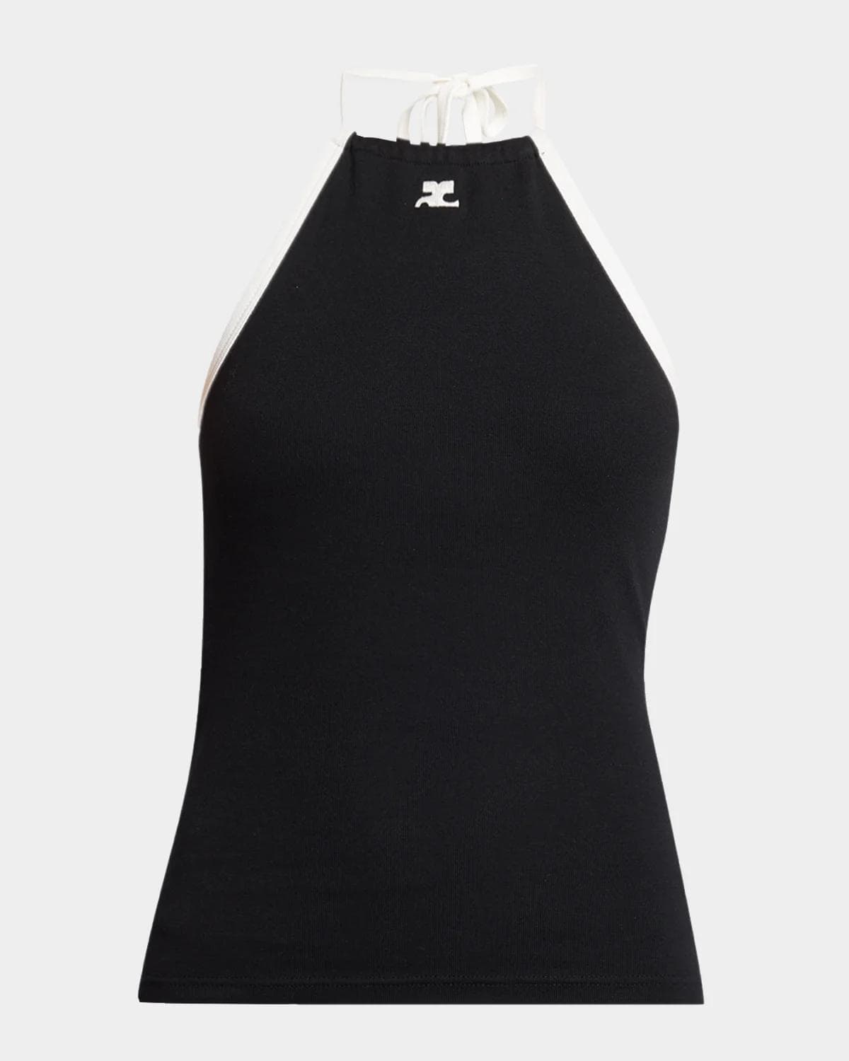 Courreges Contrast Logo Halter Tank Top