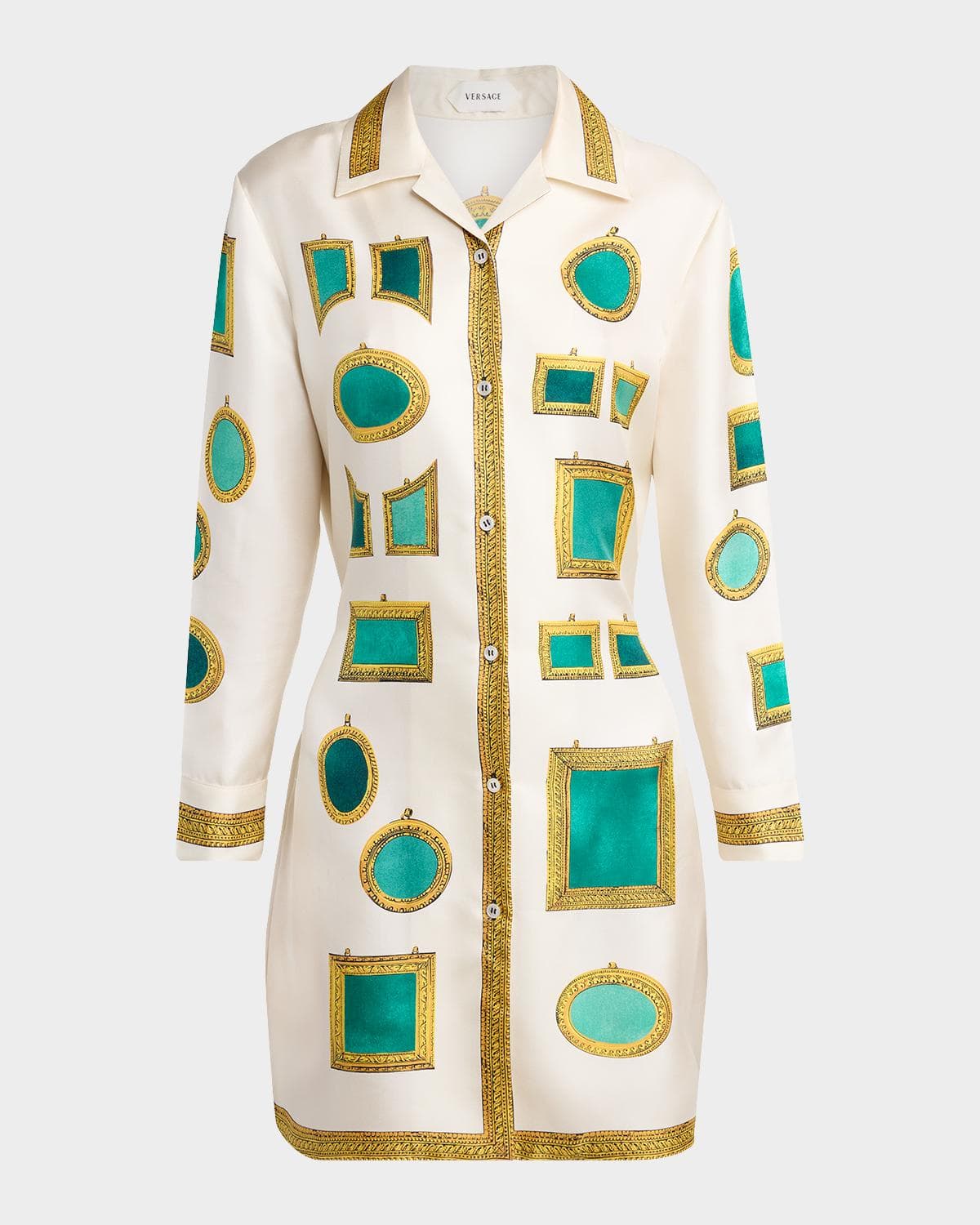 Versace Printed Silk Twill Mini Shirtdress