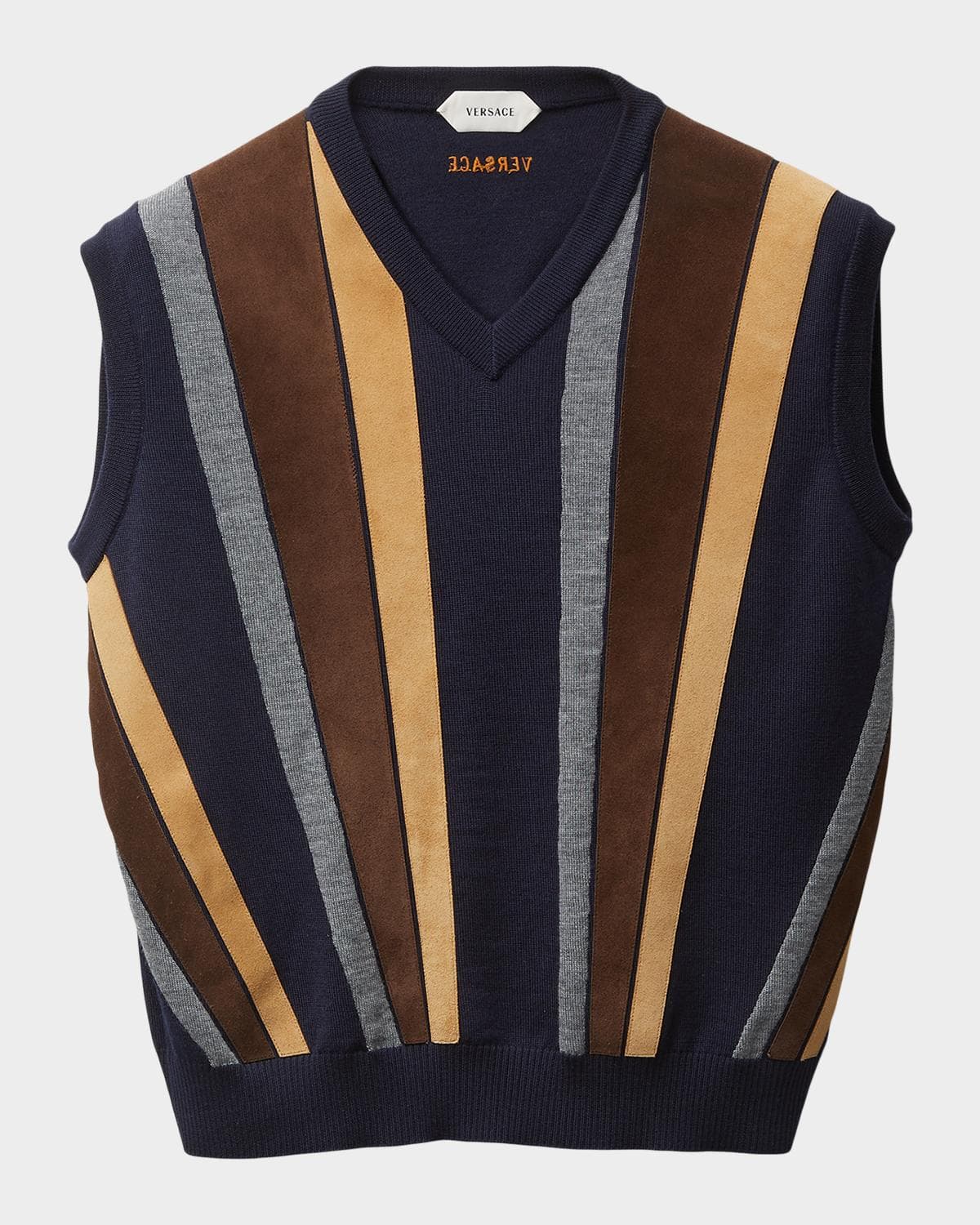 Versace Suede Patchwork Sweater Vest