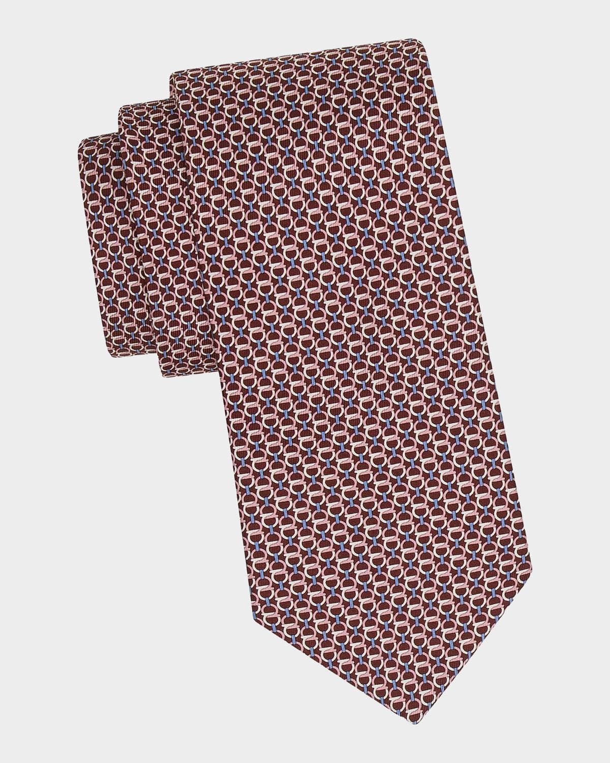 FERRAGAMO Men's Repeat Gancini Silk Tie