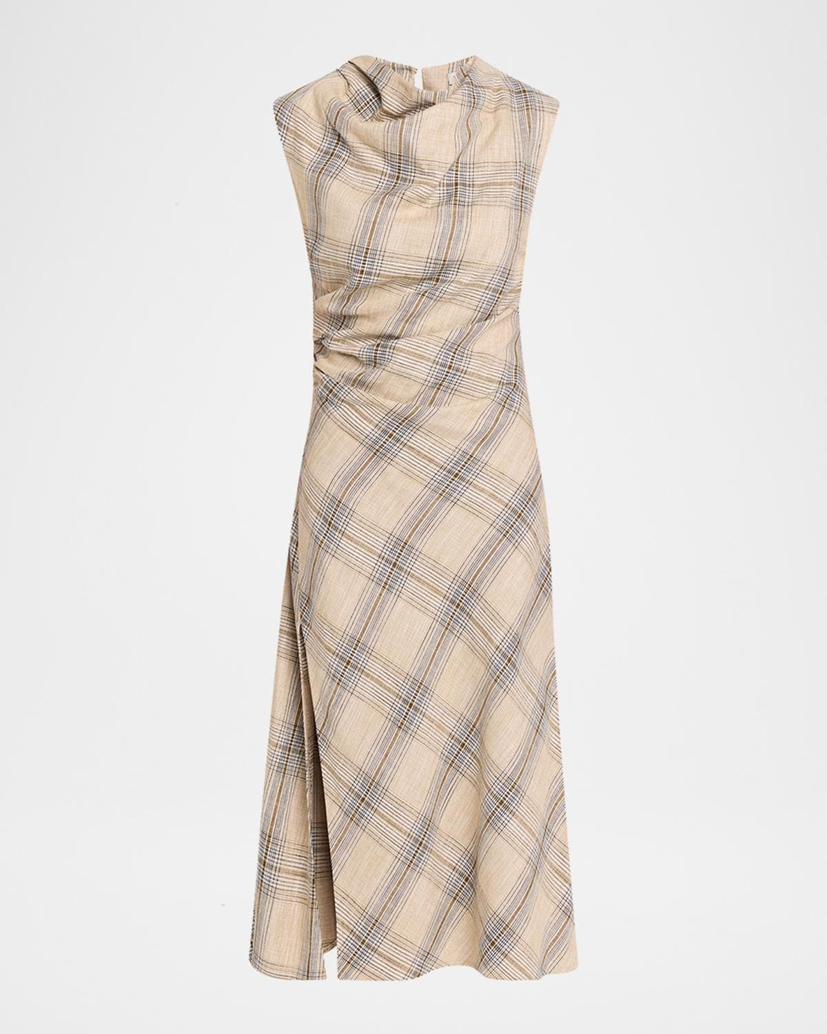 SIMKHAI Burke Draped Plaid Midi Dress