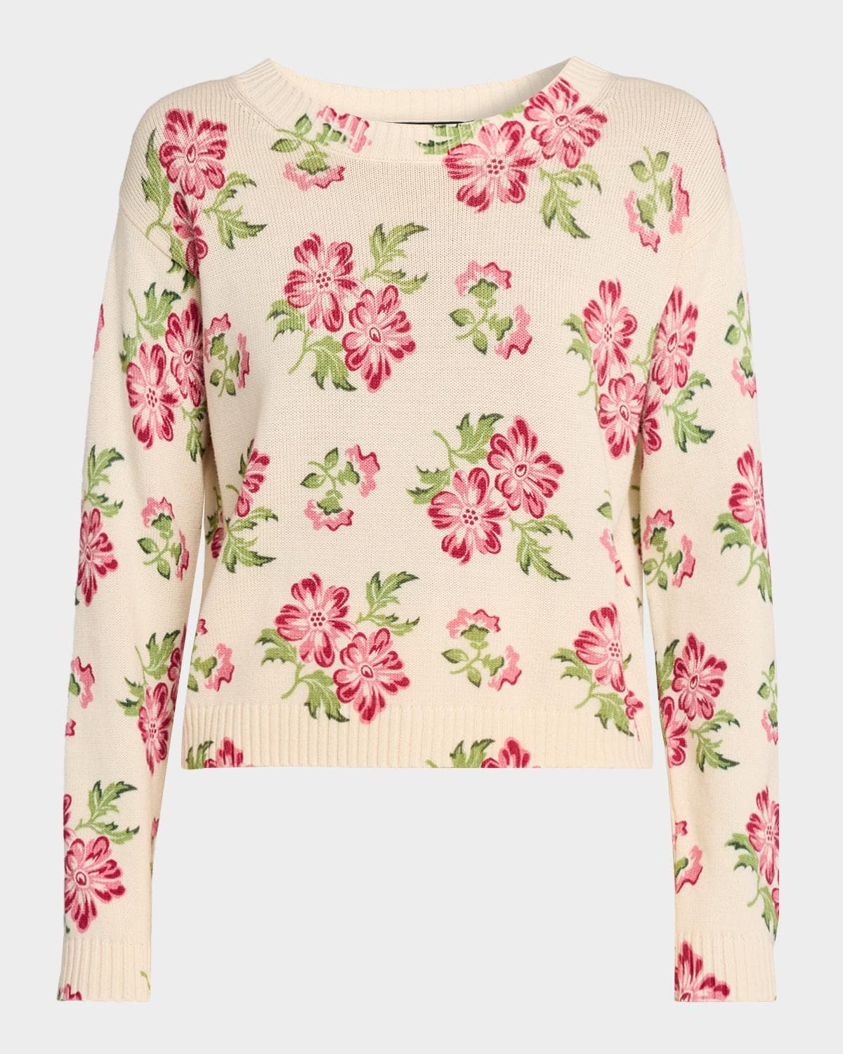 Weekend Max Mara Editto Floral-Print Cotton Jacquard Knit Sweater · LARGE