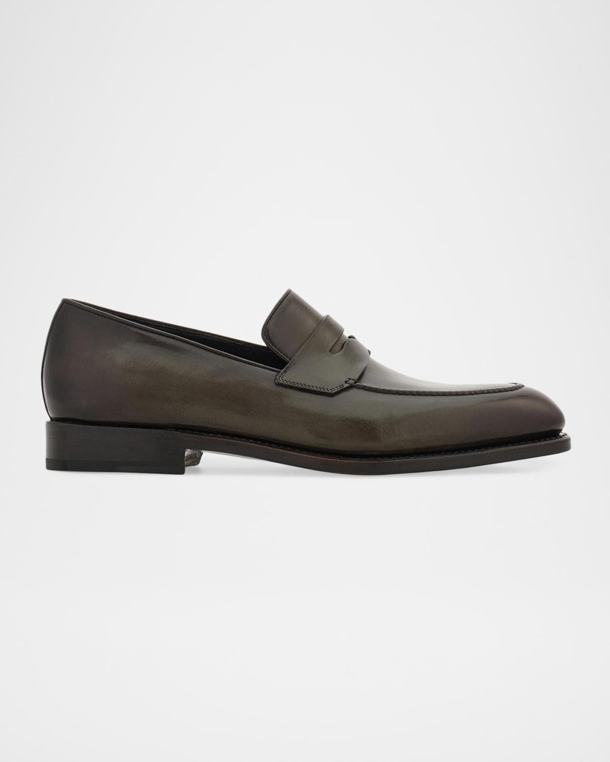 FERRAGAMO Men's Brandy Tramezza Leather Penny Loafers