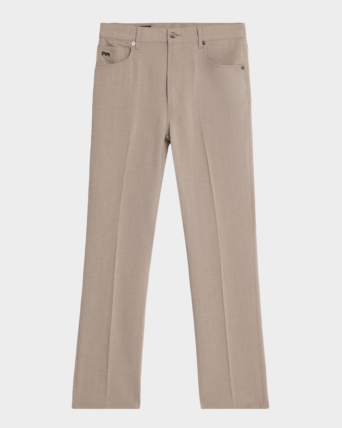 Emporio Armani Seersucker Mid-Rise Straight-Leg Pants · 30