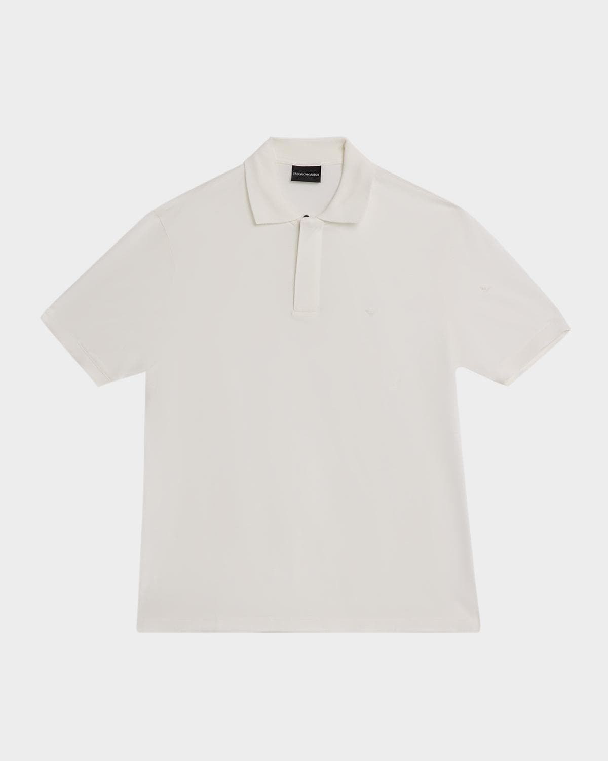 Emporio Armani Men's Lyocell and Cotton Quarter-Zip Polo Shirt