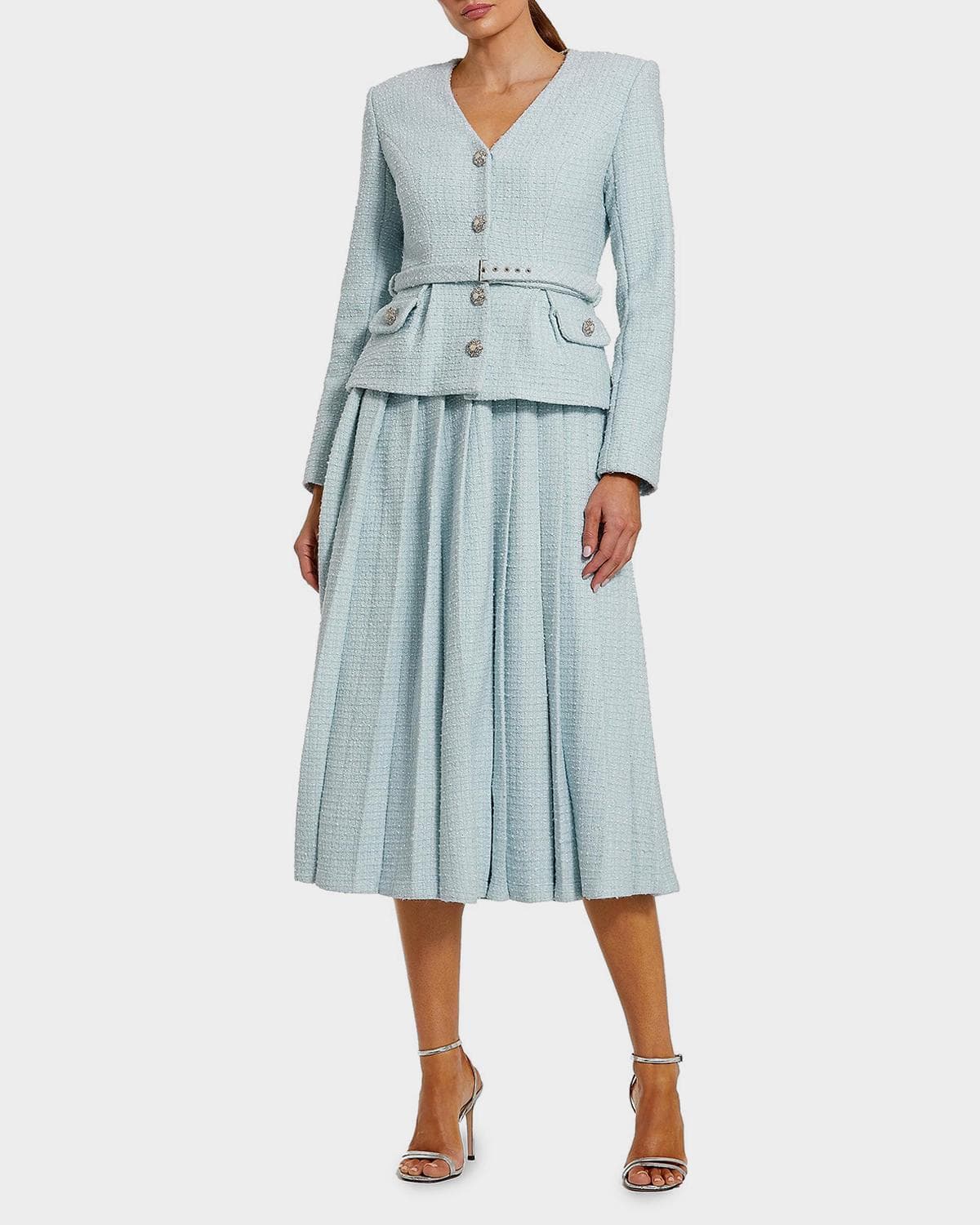Mac Duggal Ieena Boucle Tailored Midi Dress