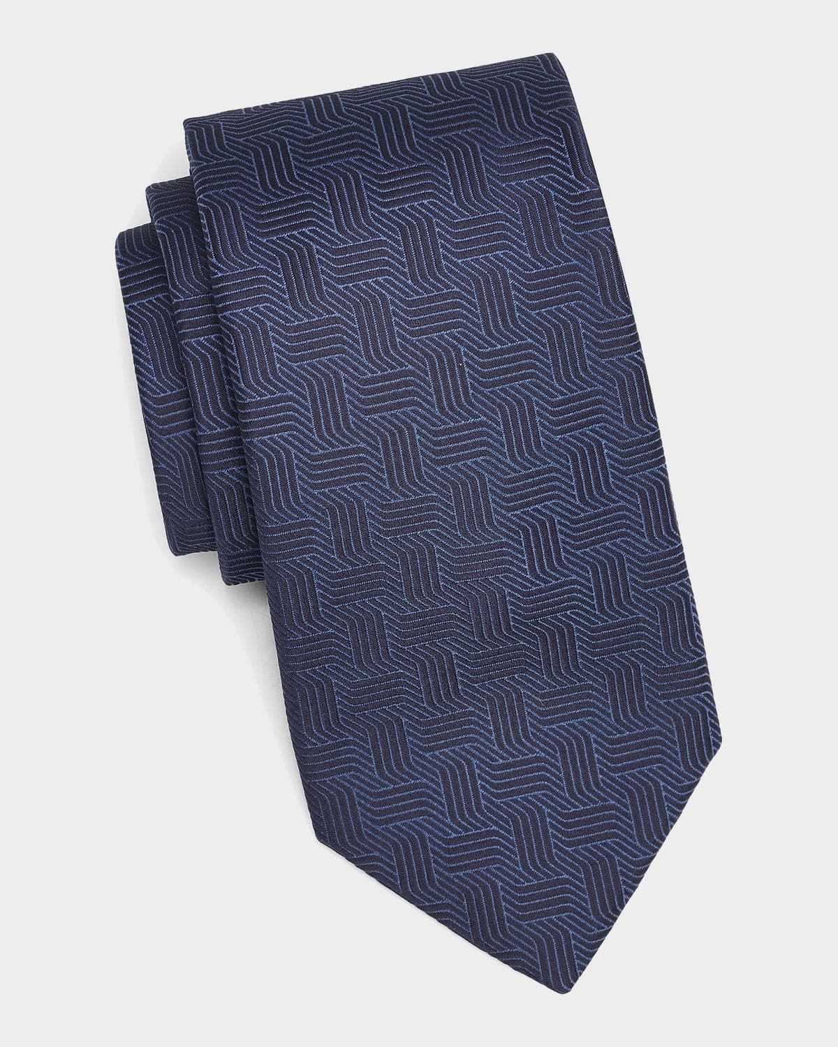 Canali Men's Art Deco Mosaic Stripe Silk Tie