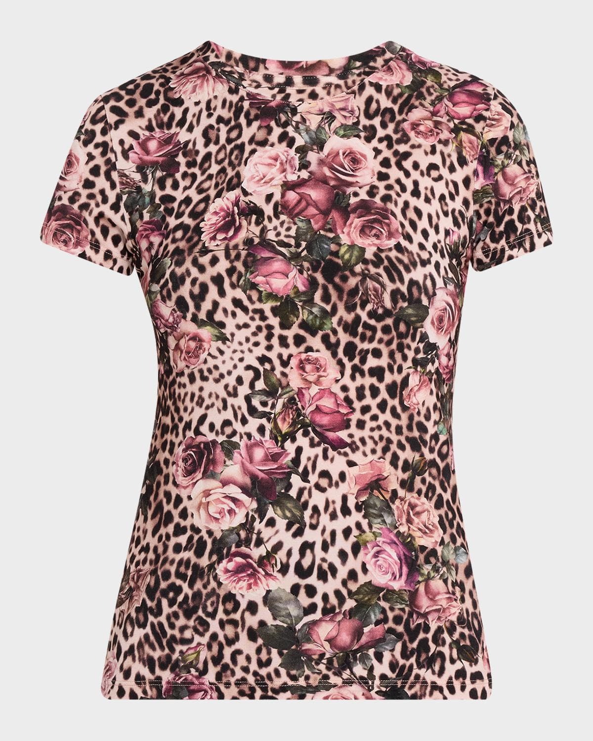 L 'AGENCE Ressi Short-Sleeve Floral Leopard Tee · SMALL