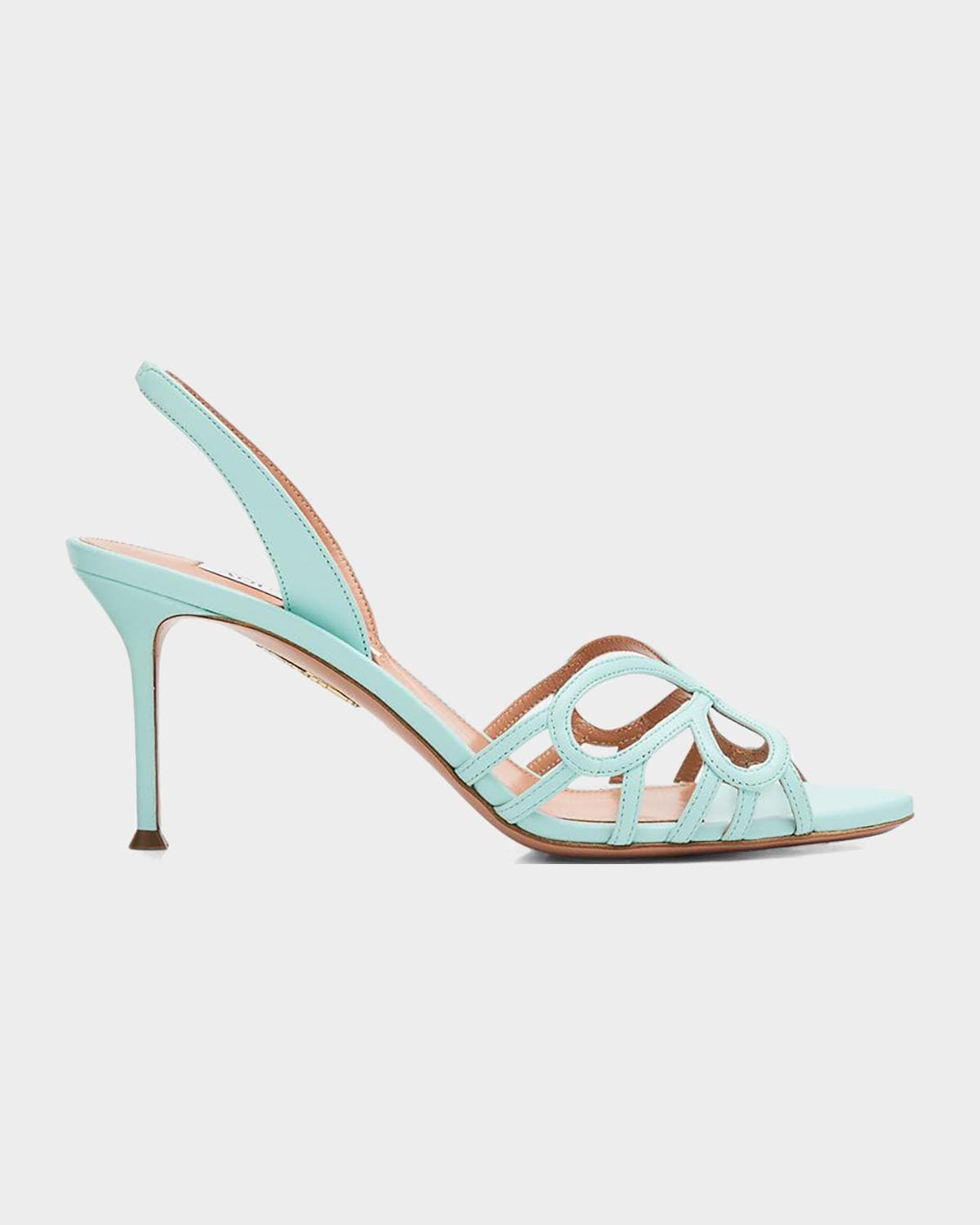Aquazzura 75mm Hula Leather Slingback Sandals