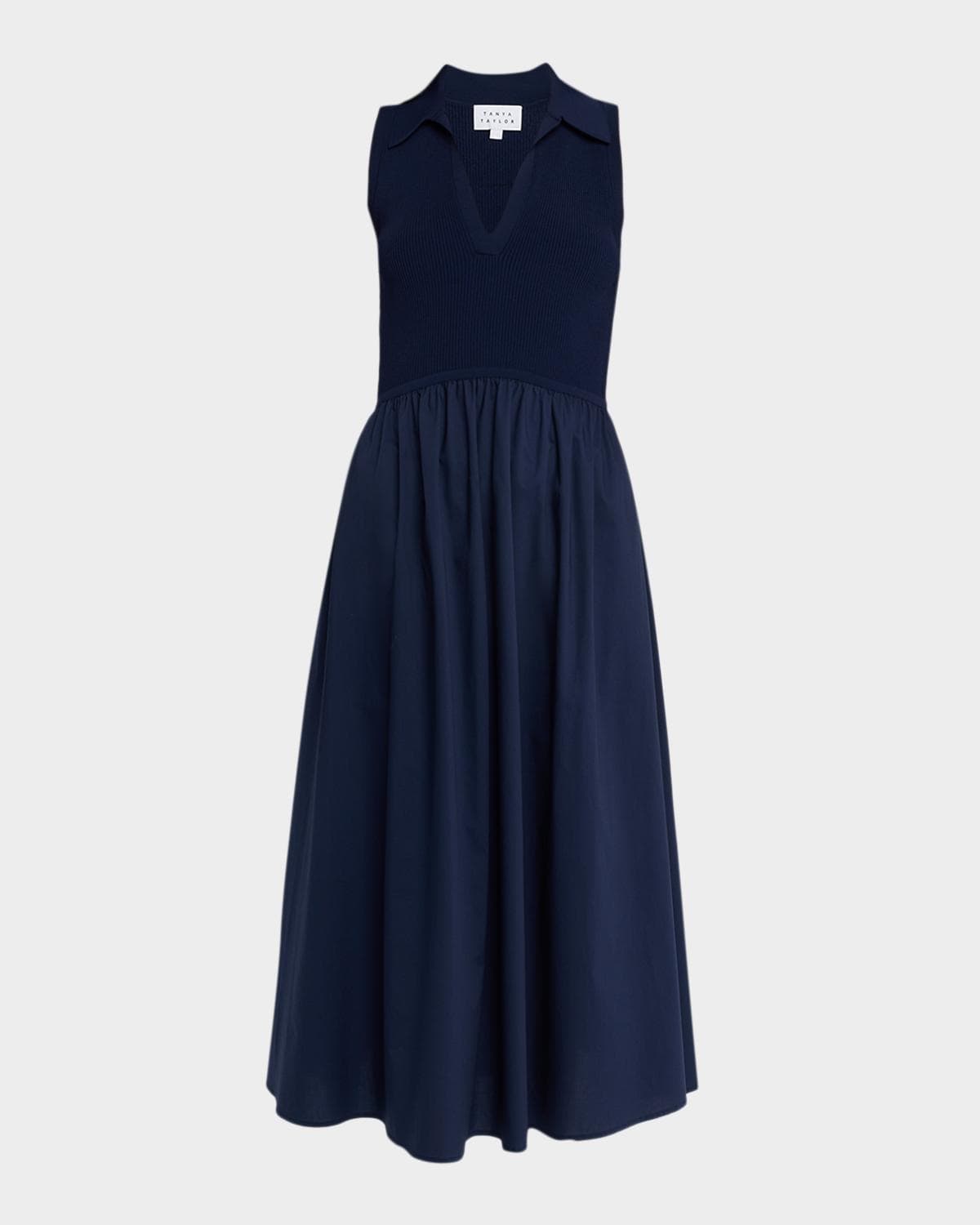 Tanya Taylor Bess Mixed-Media Midi Dress