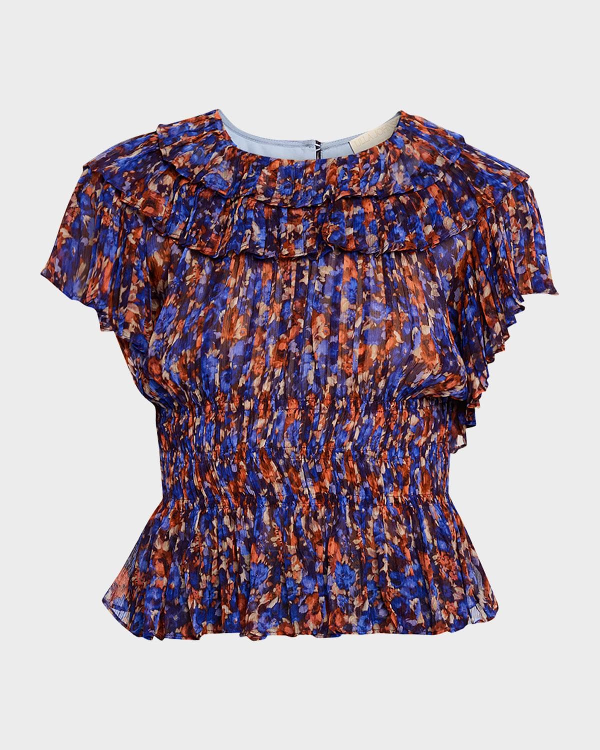 Ulla Johnson Athene Printed Silk Chiffon Top
